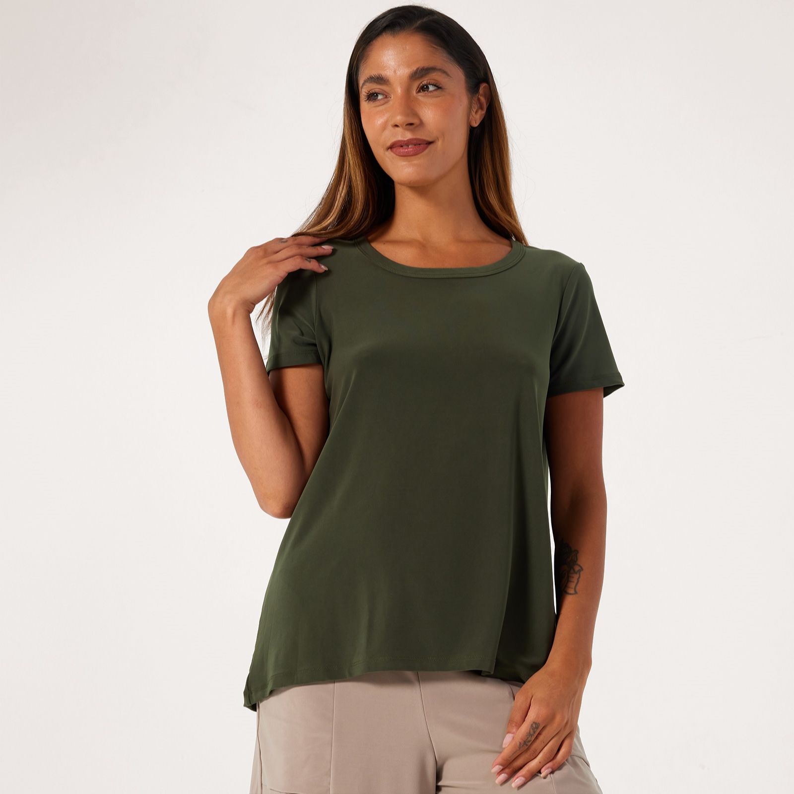 Kim & Co Brazil Jersey Short Sleeve Relaxed High Low Top