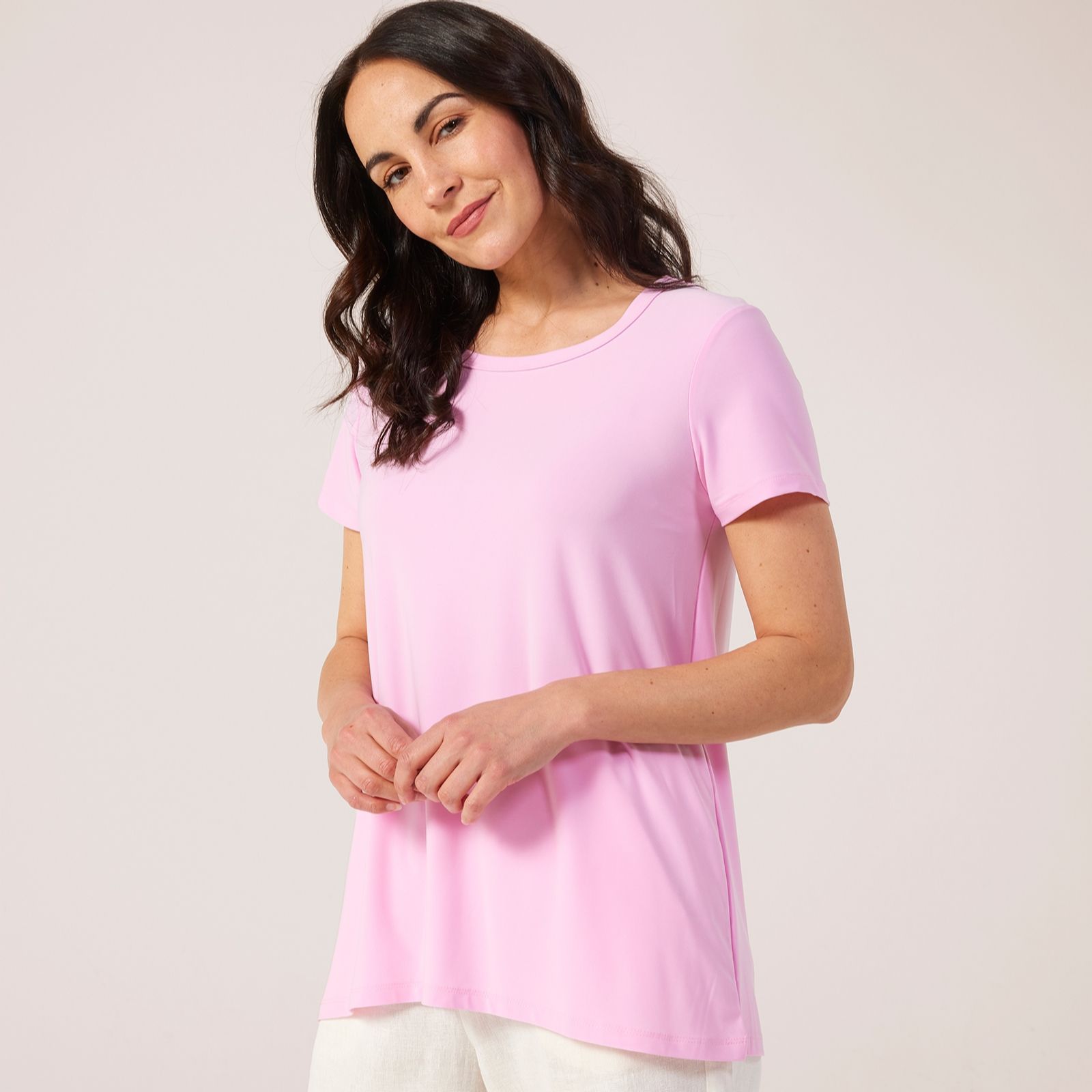 Kim & Co Brazil Jersey Short Sleeve Relaxed High Low Top