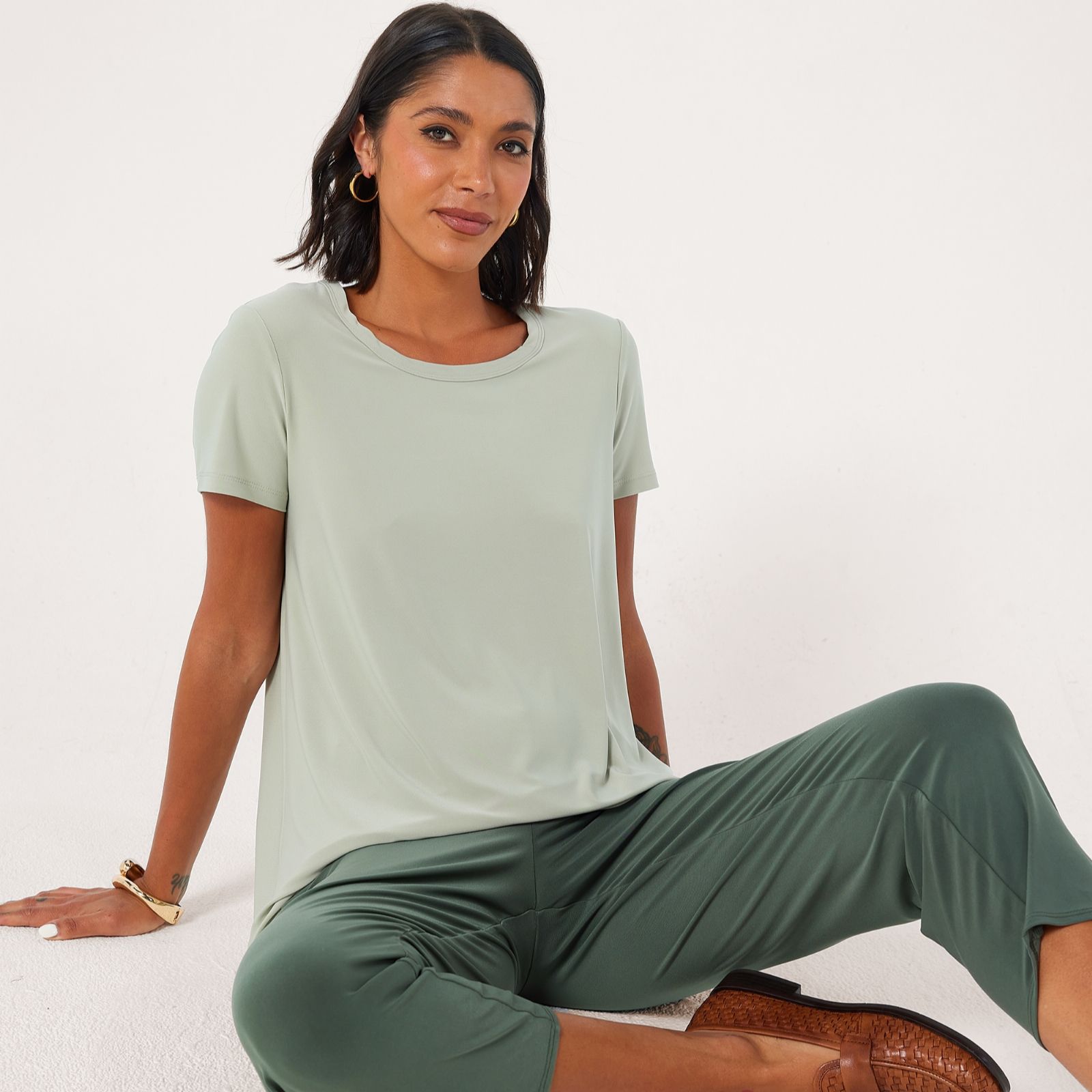 Kim & Co Brazil Jersey Short Sleeve Relaxed High Low Top
