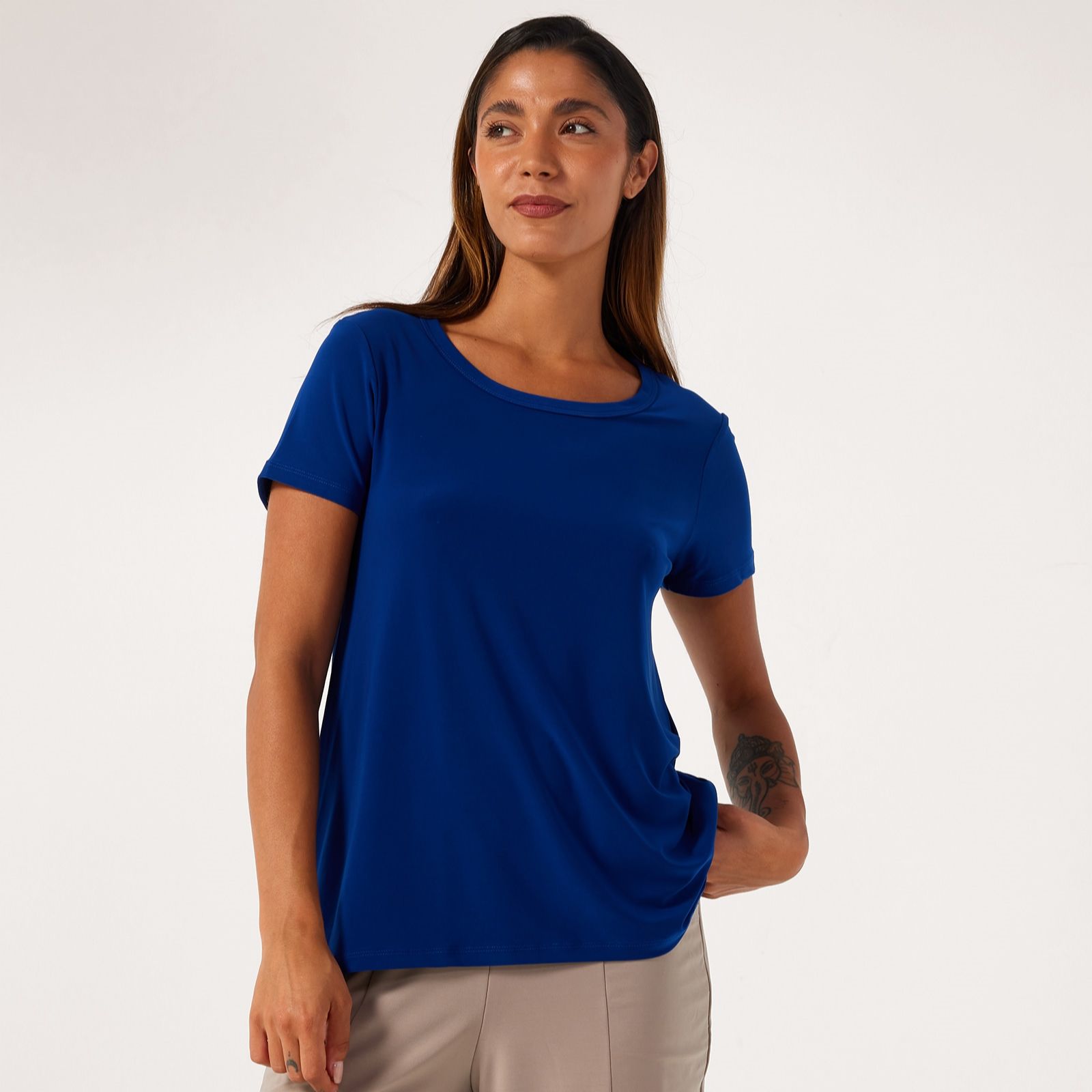 Kim & Co Brazil Jersey Short Sleeve Relaxed High Low Top