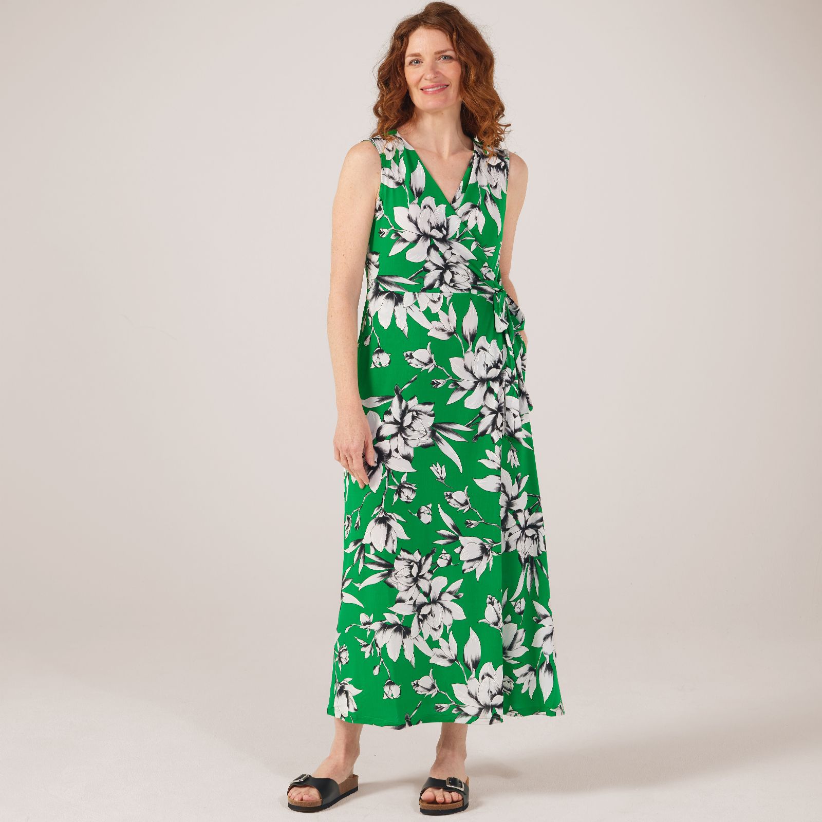 Nina Leonard Tie Side Puff Print Maxi Dress QVC UK