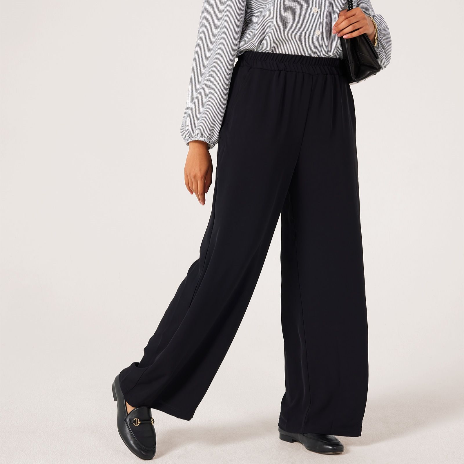 Kim & Co Silky Twill Wide Leg Petite Trousers With Pocket