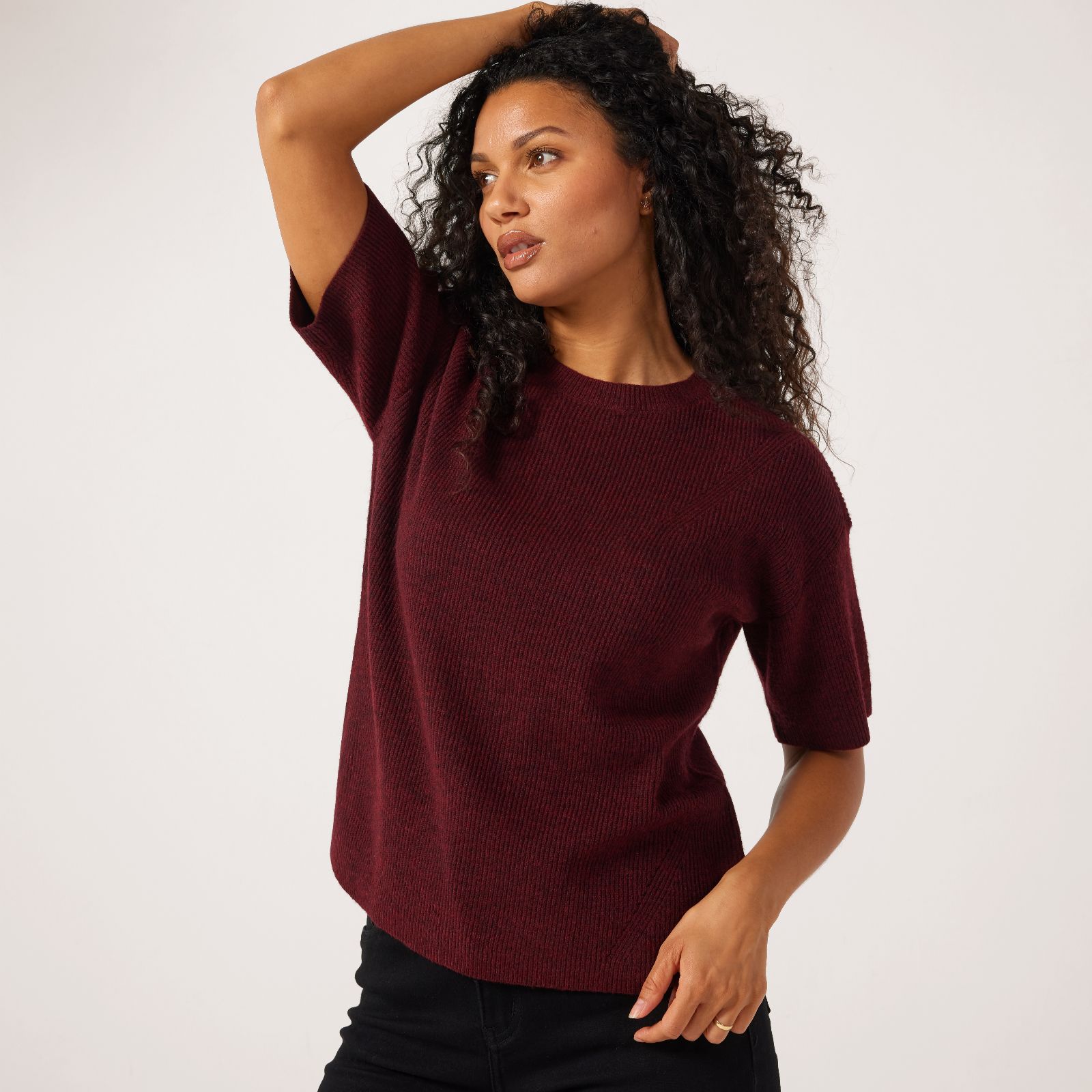 Denim & Co. Knitted Short Sleeve Top
