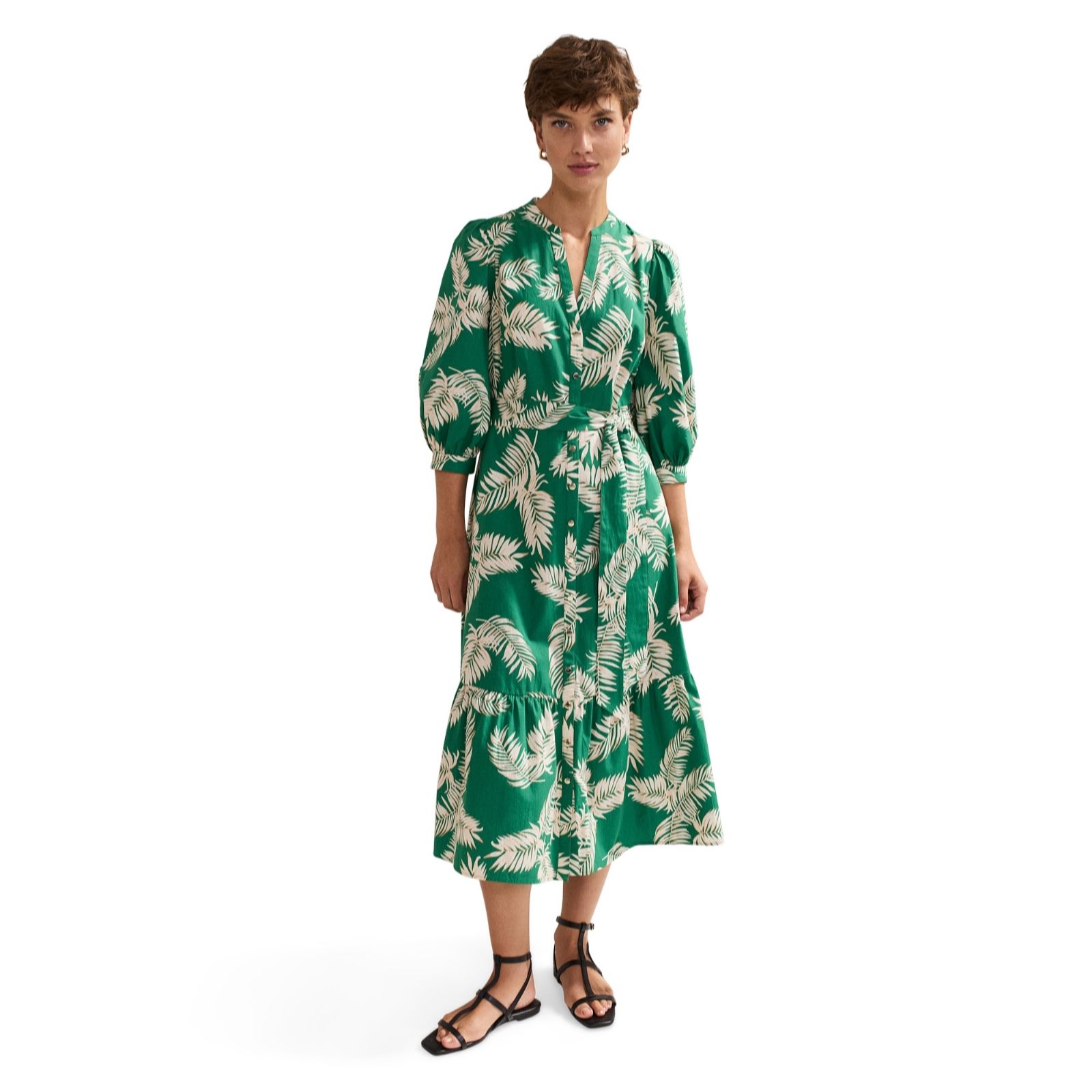 Phase Eight Louisa Green Palm Print Midi Dress