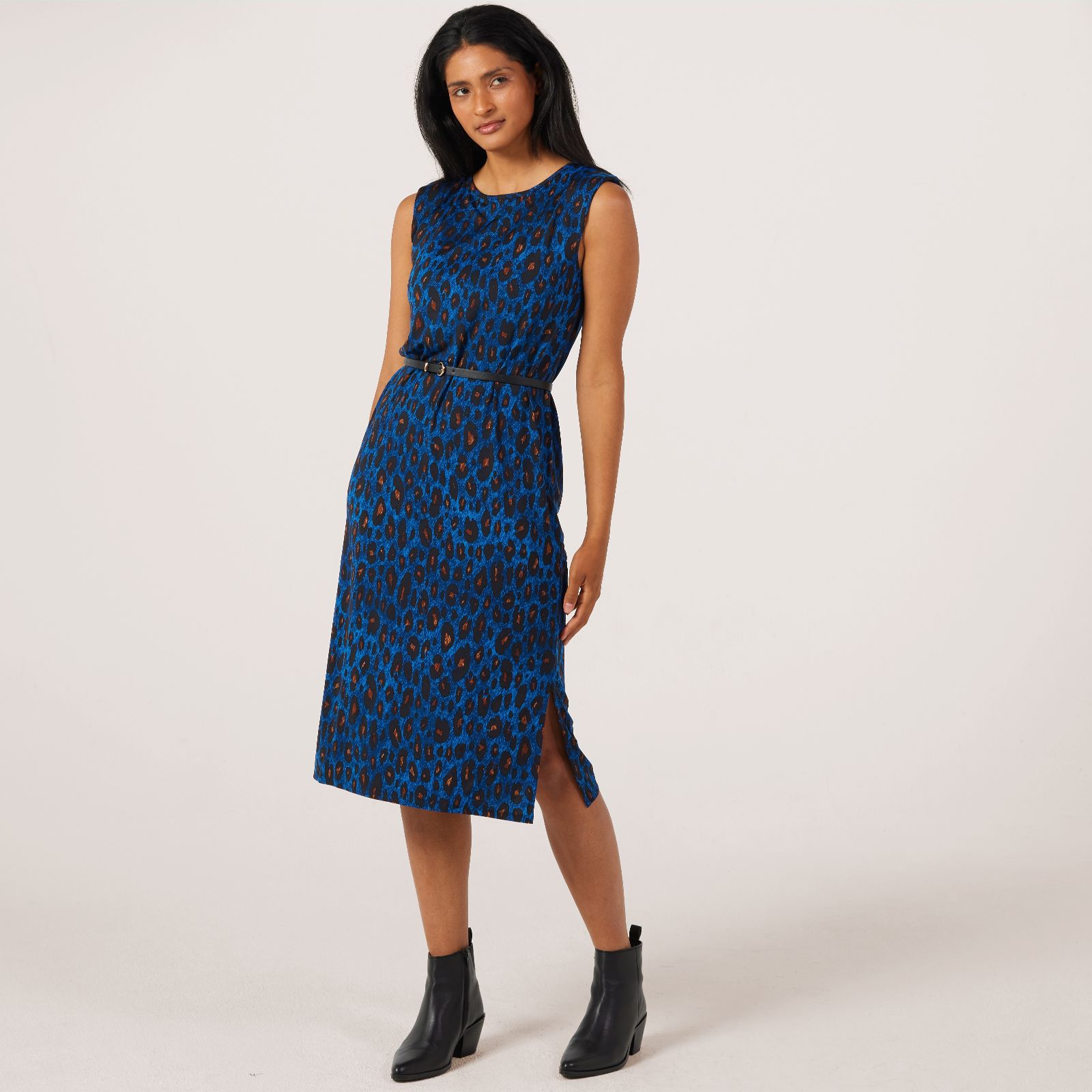 Kim & Co Printed Brazil Jersey Midi Dress With Shoulder Pads