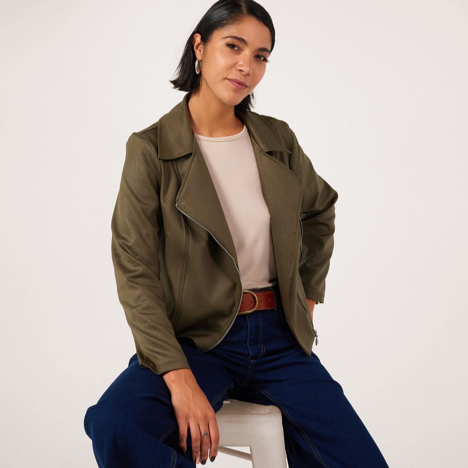 Kim & Co Shadow Pleather Knit Moto Jacket