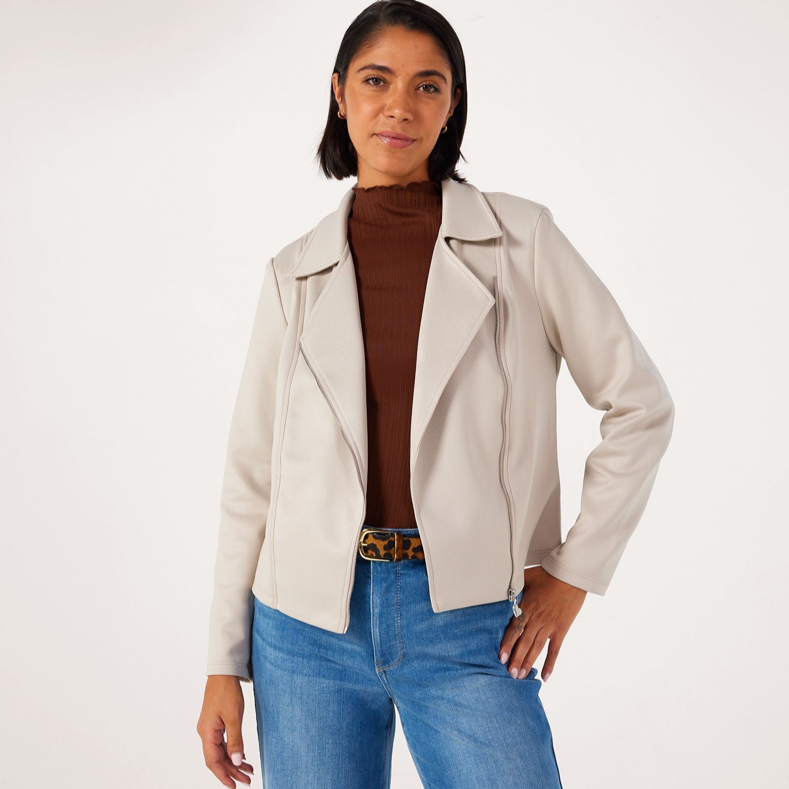 Kim & Co Shadow Pleather Knit Moto Jacket
