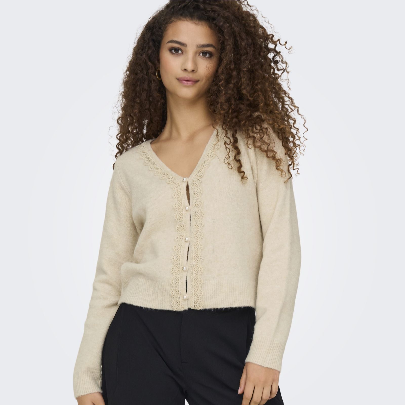 JDY Francie Lace Detail Knitted Cardigan