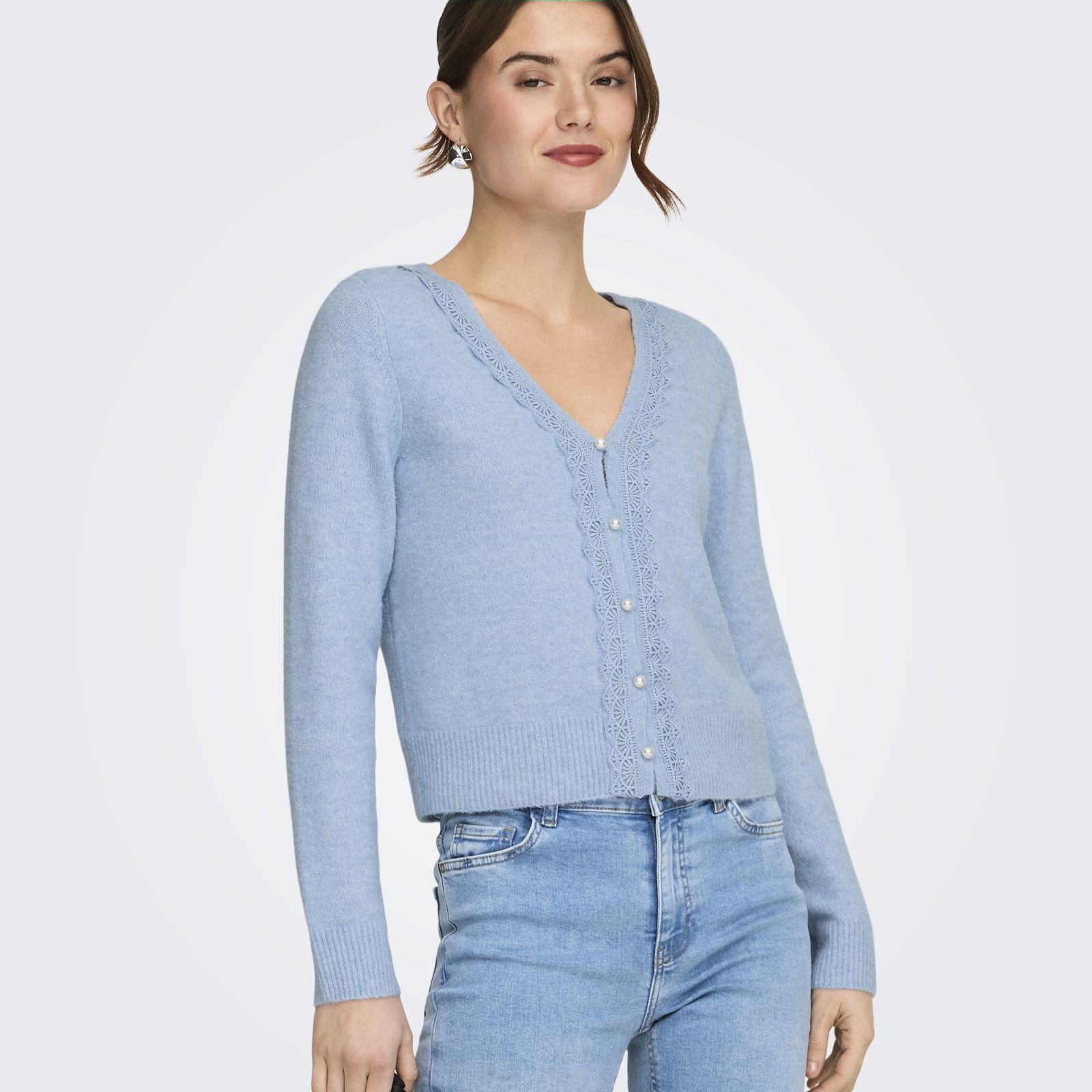 JDY Francie Lace Detail Knitted Cardigan