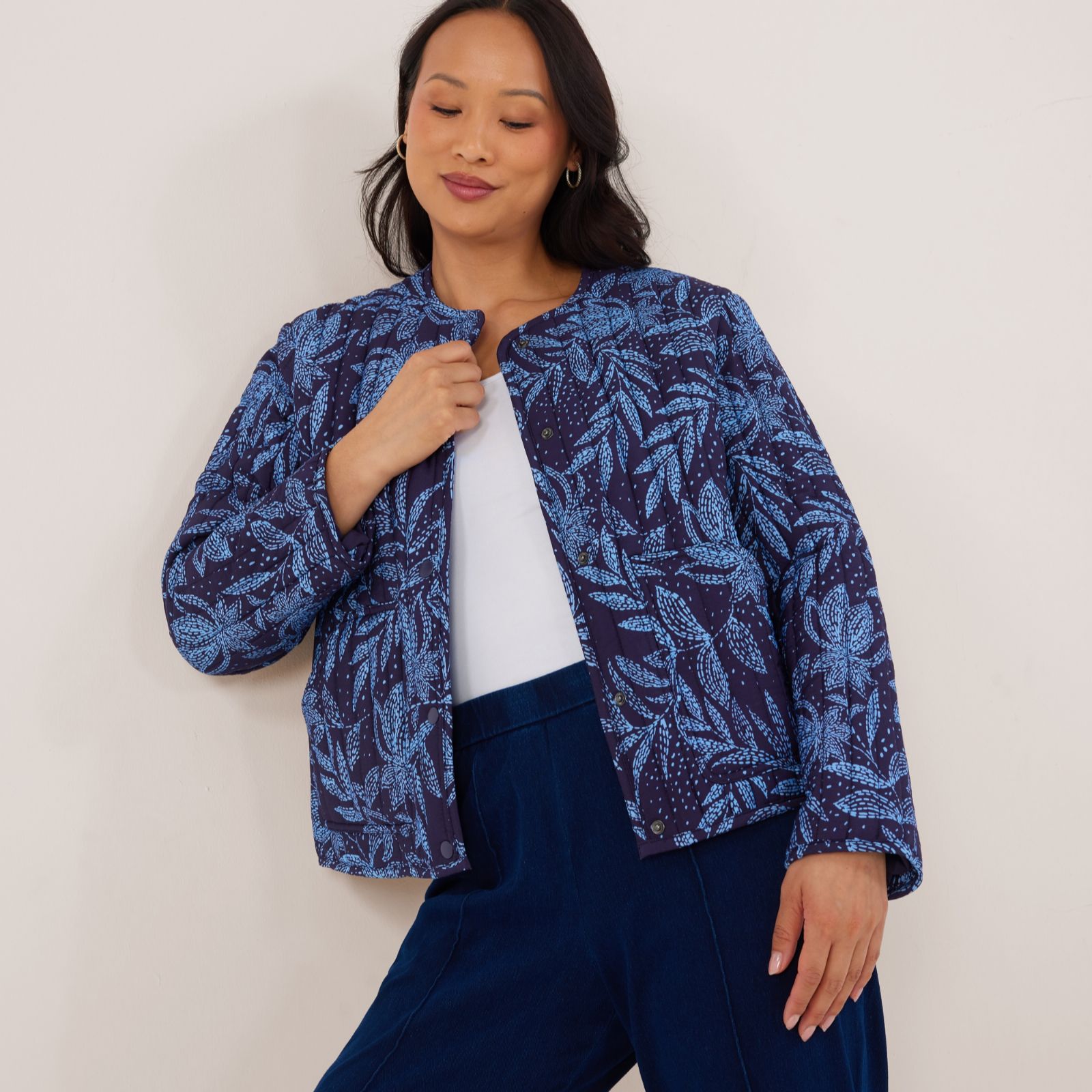 Denim & Co Printed Quilted Padded Jacket