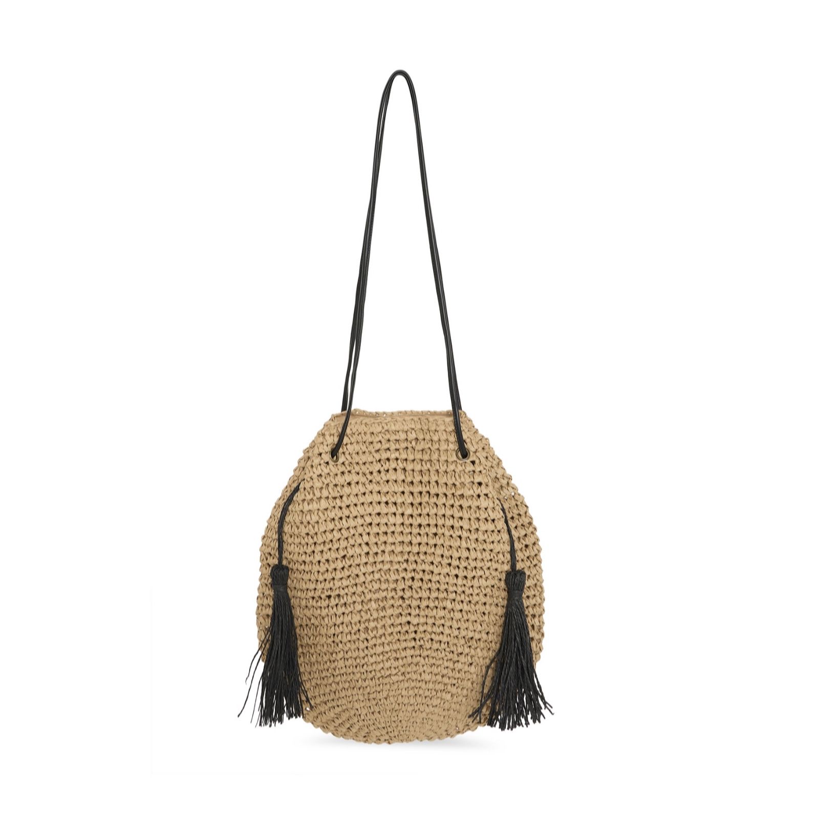 ICHI Maiken Raffia Tassel Bag