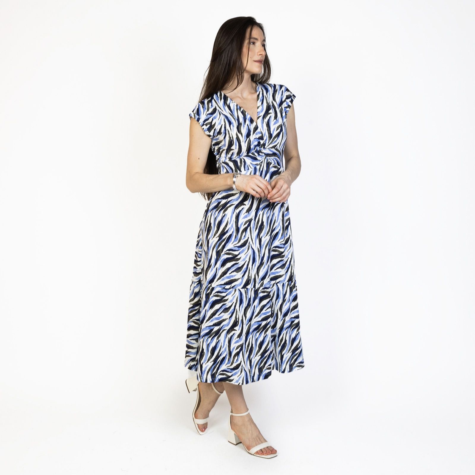 Kim & Co Printed Brazil Jersey Twist Front Midi Dress