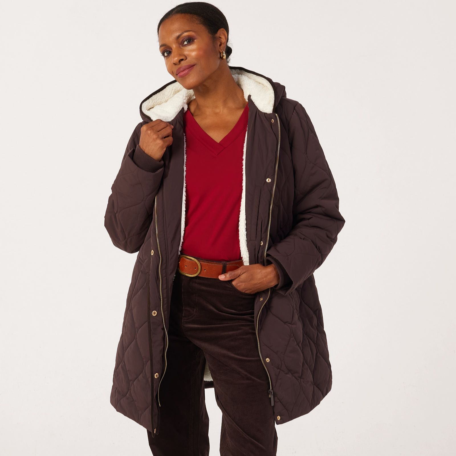 Ruth Langsford Borg Lined Quilted Coat