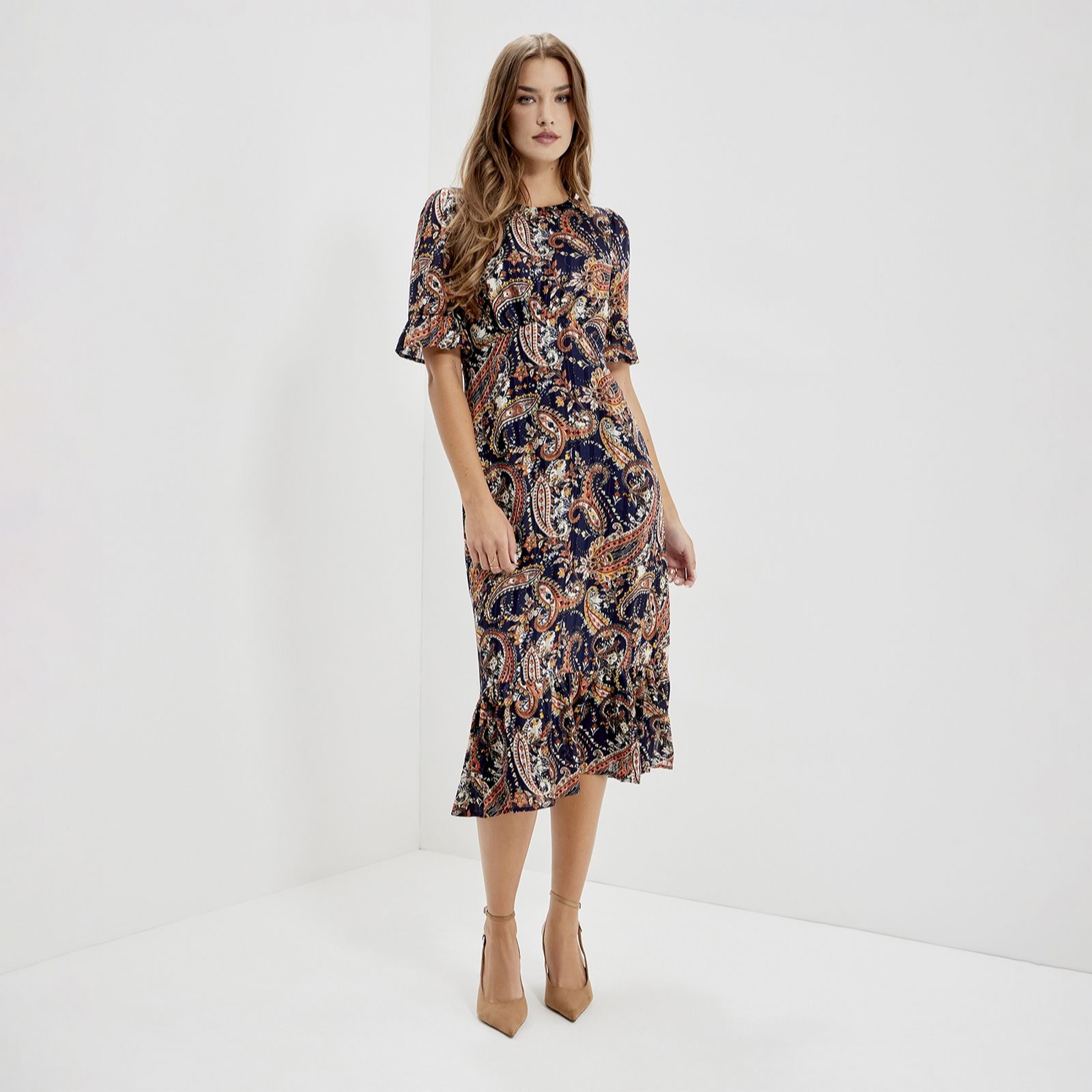 Finery London Jennifer Satin Stripe Chiffon Dress Regular