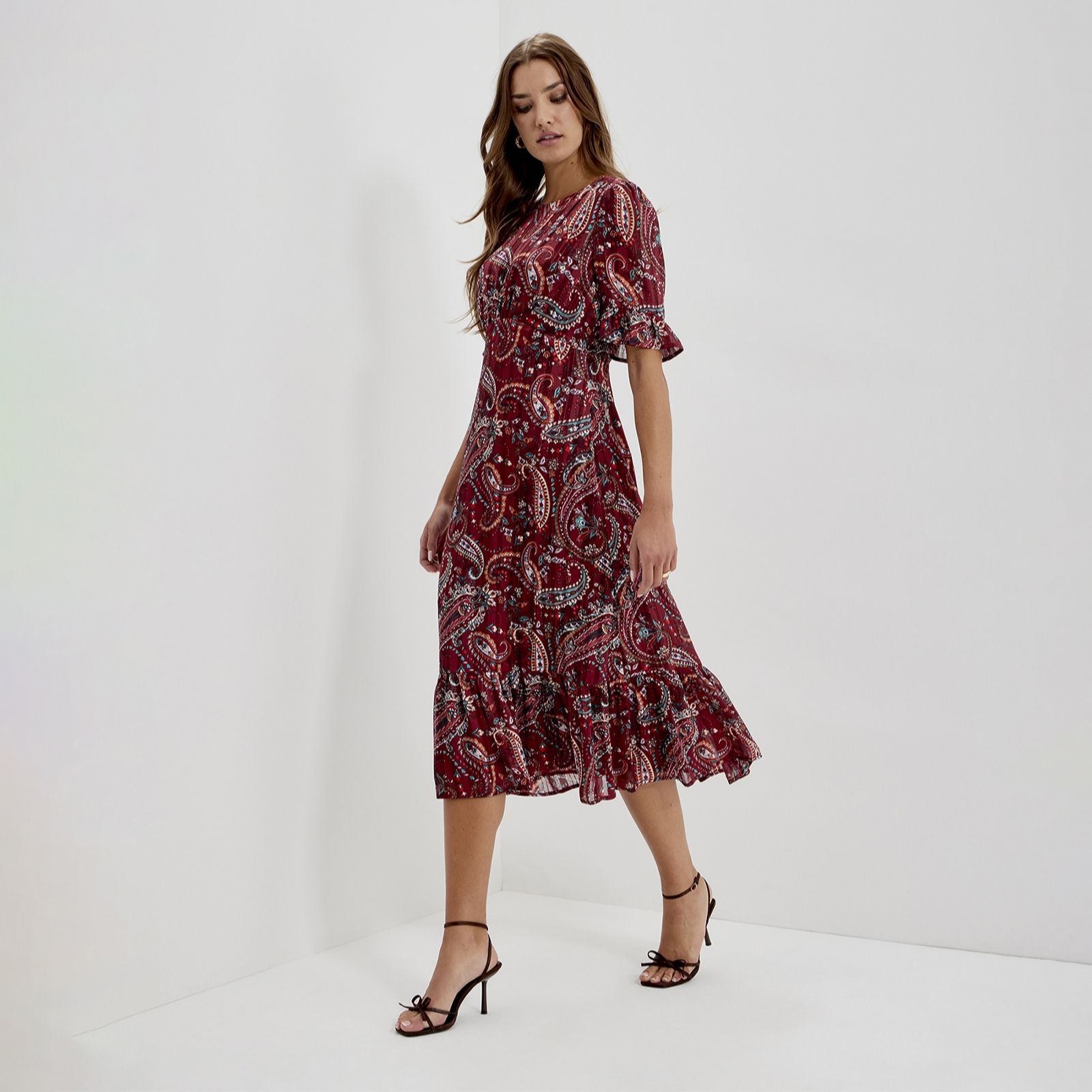 Finery London Jennifer Satin Stripe Chiffon Dress Regular