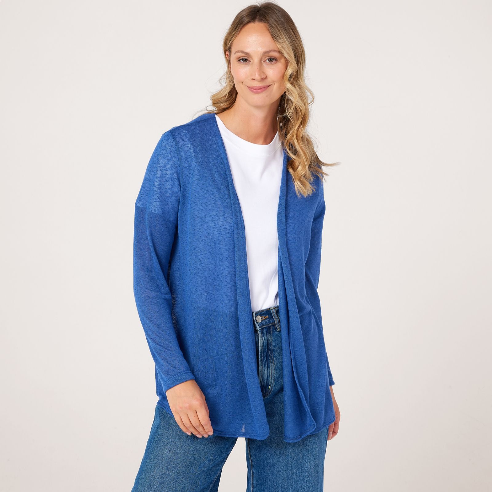 Kim & Co Linen Look Knit Long Sleeve Edge to Edge Cardigan