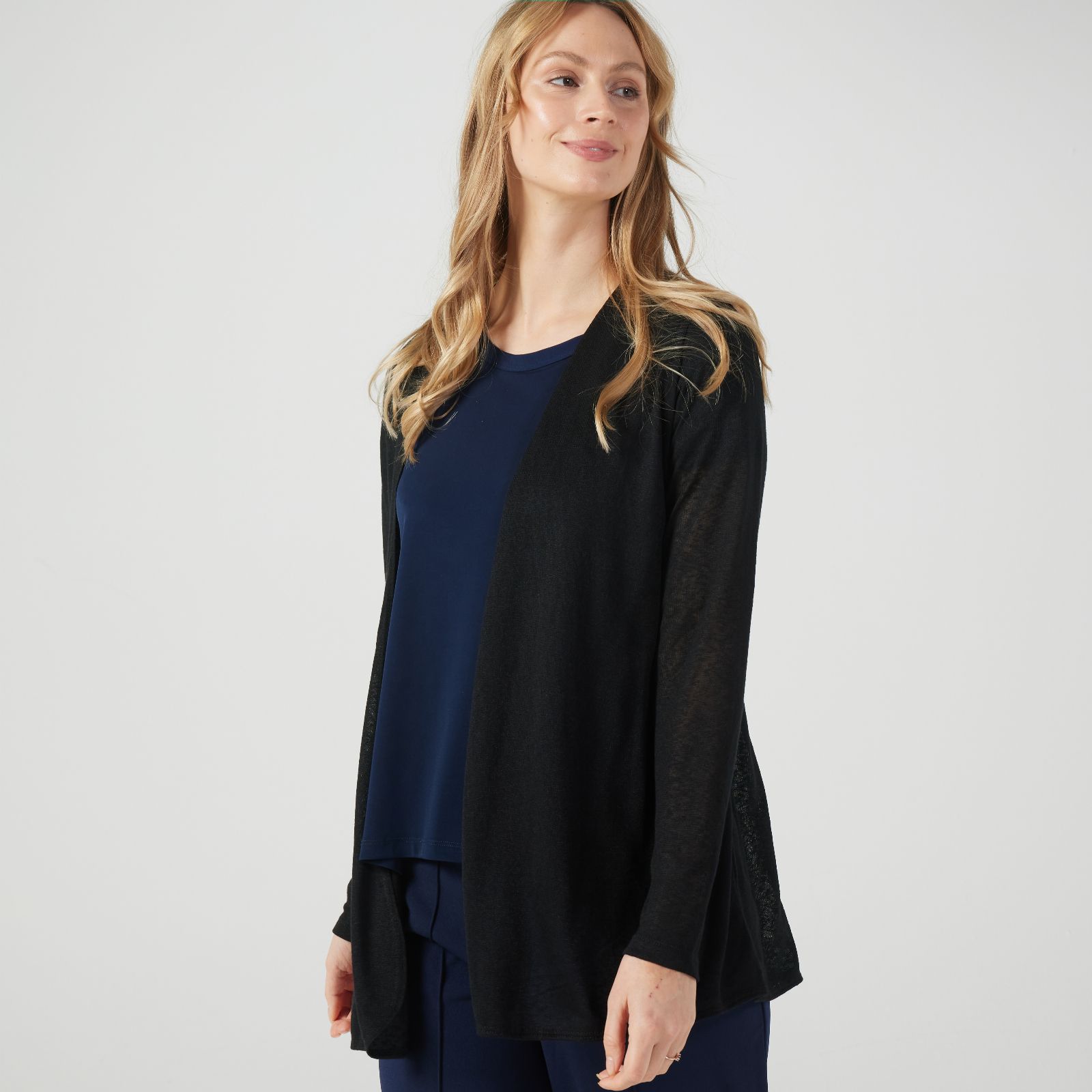 Kim & Co. Poly Slinky Long Sleeve Cardigan