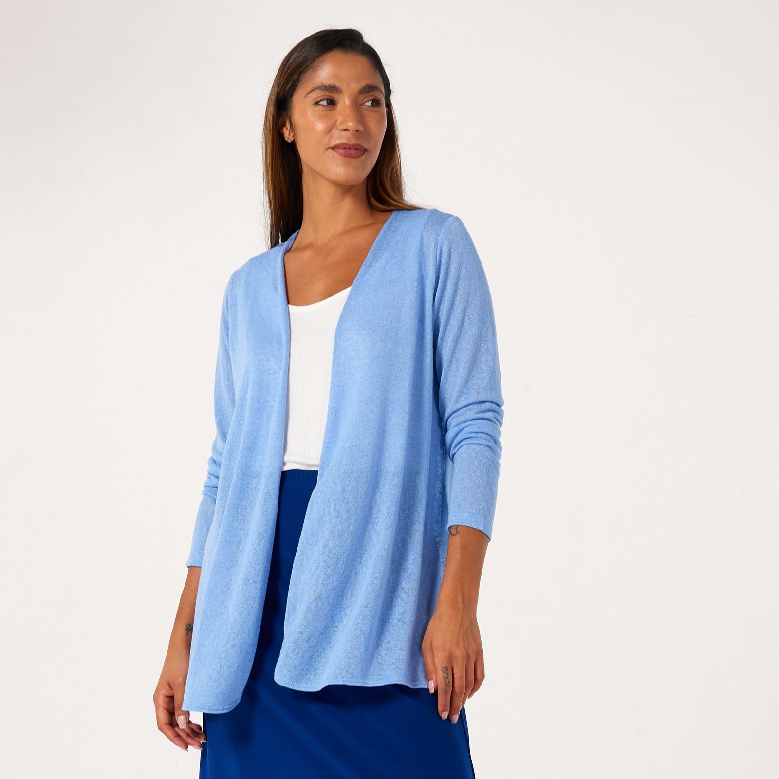 Kim & Co Linen Look Knit Long Sleeve Edge to Edge Cardigan