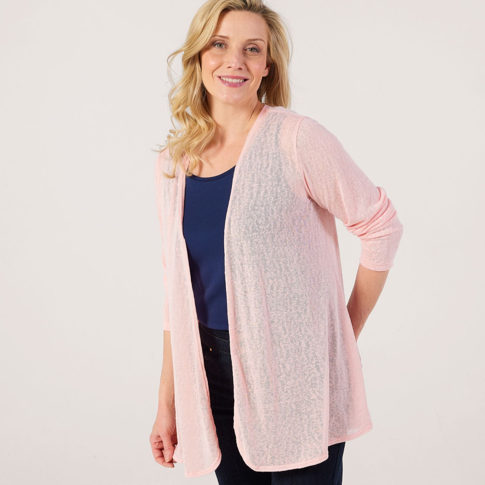 Kim & Co Linen Look Knit Long Sleeve Edge to Edge Cardigan