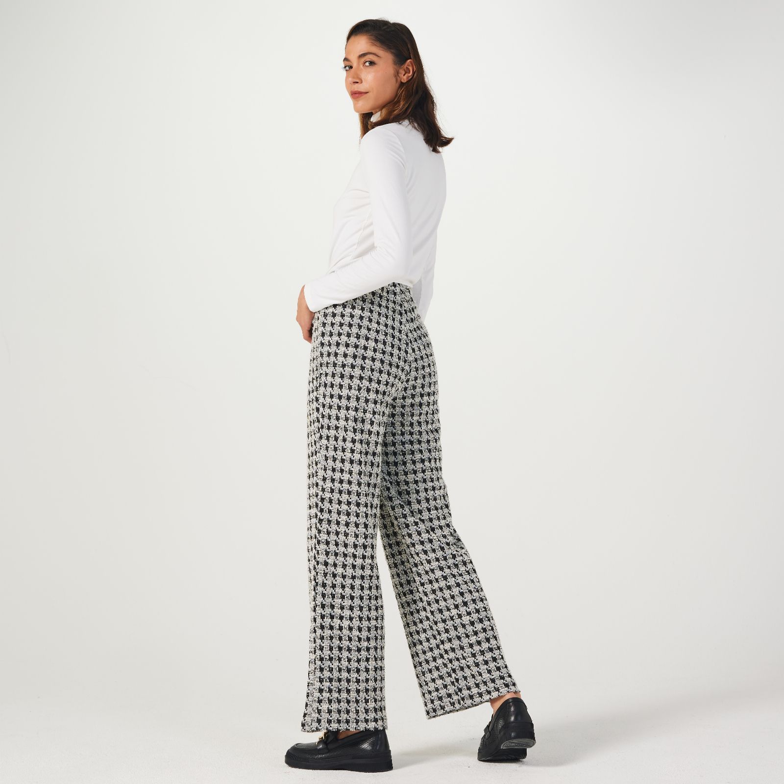 Kim & Co Houndstooth sweater jaquard long dolman sleeve shirt