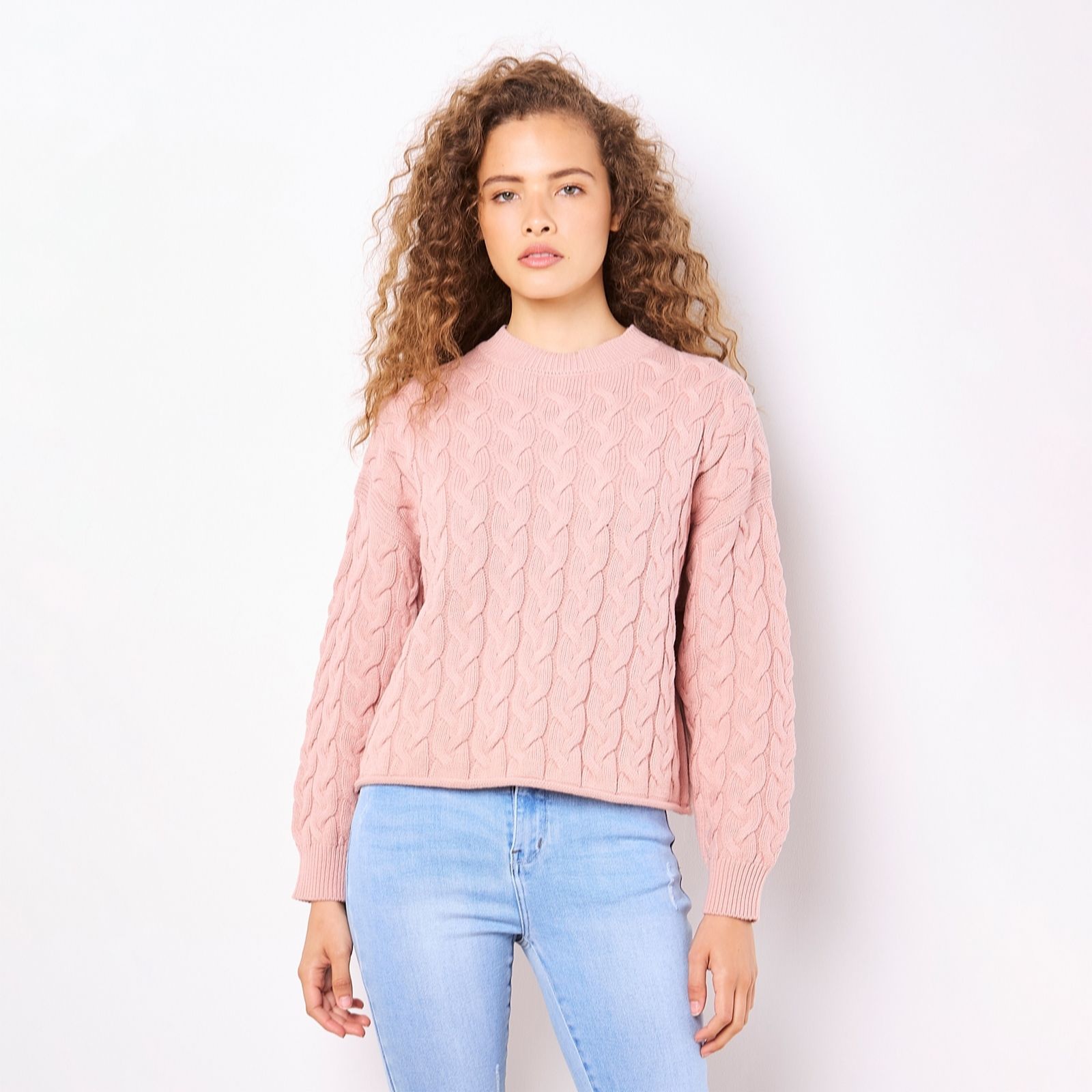 Apricot Vertical Cable Cotton Mix Jumper