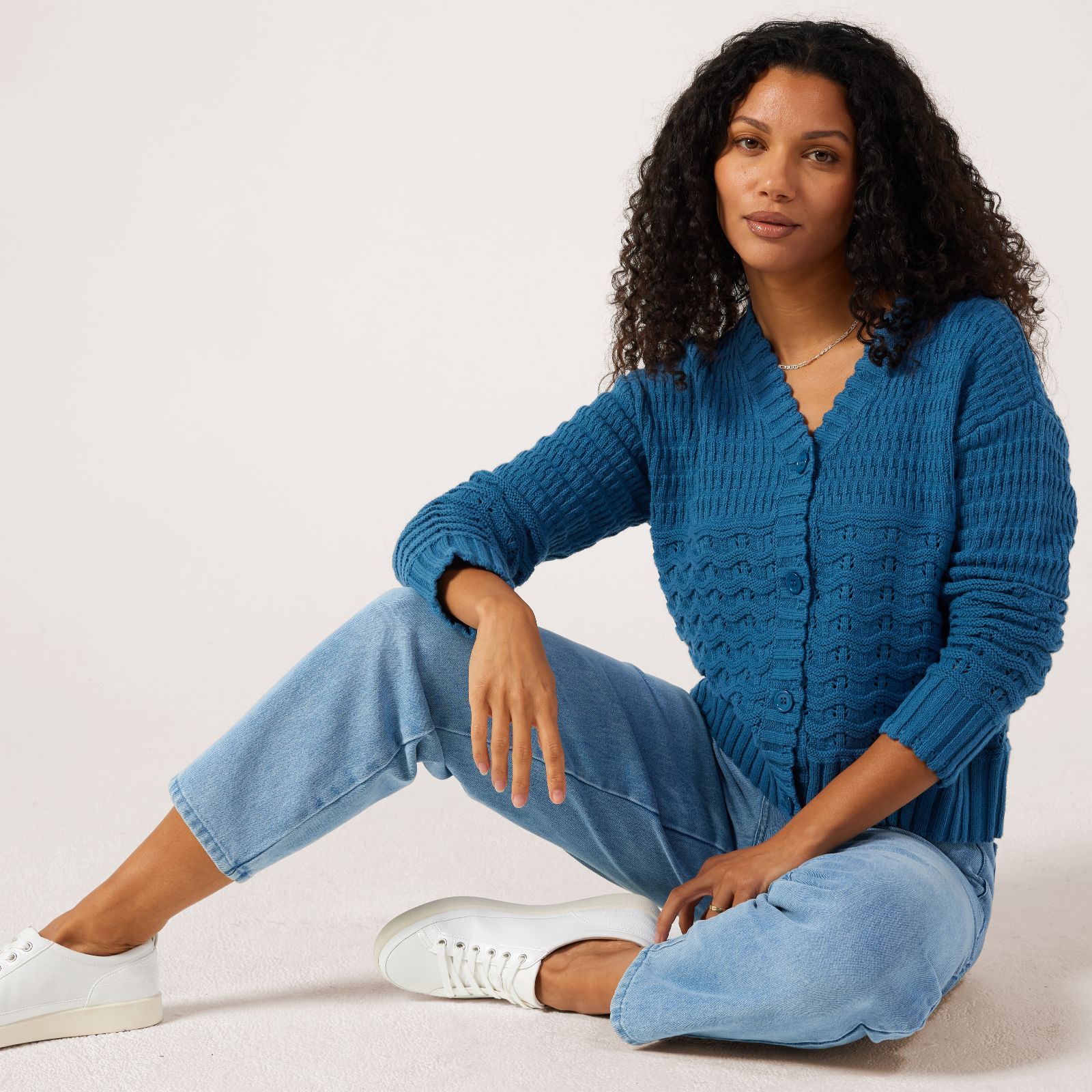 Denim & Co. V Neck Cable Cardigan