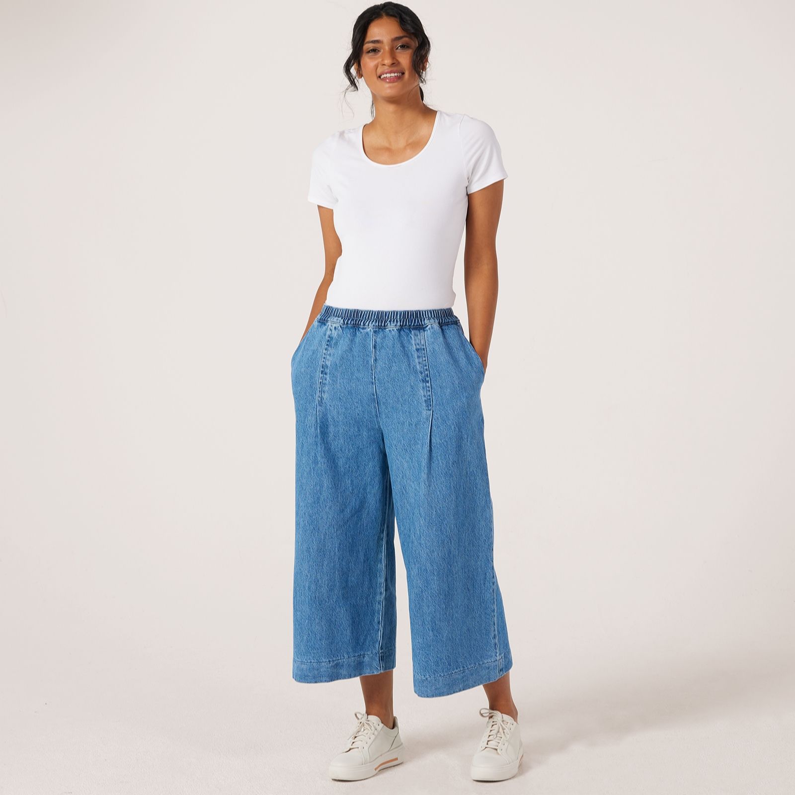 Malissa J Cropped Culotte Denim Trousers