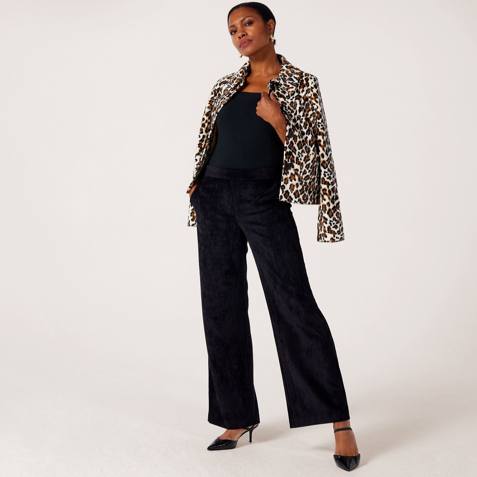 Helene Berman Soft Corduroy Trouser with Stretch Waist