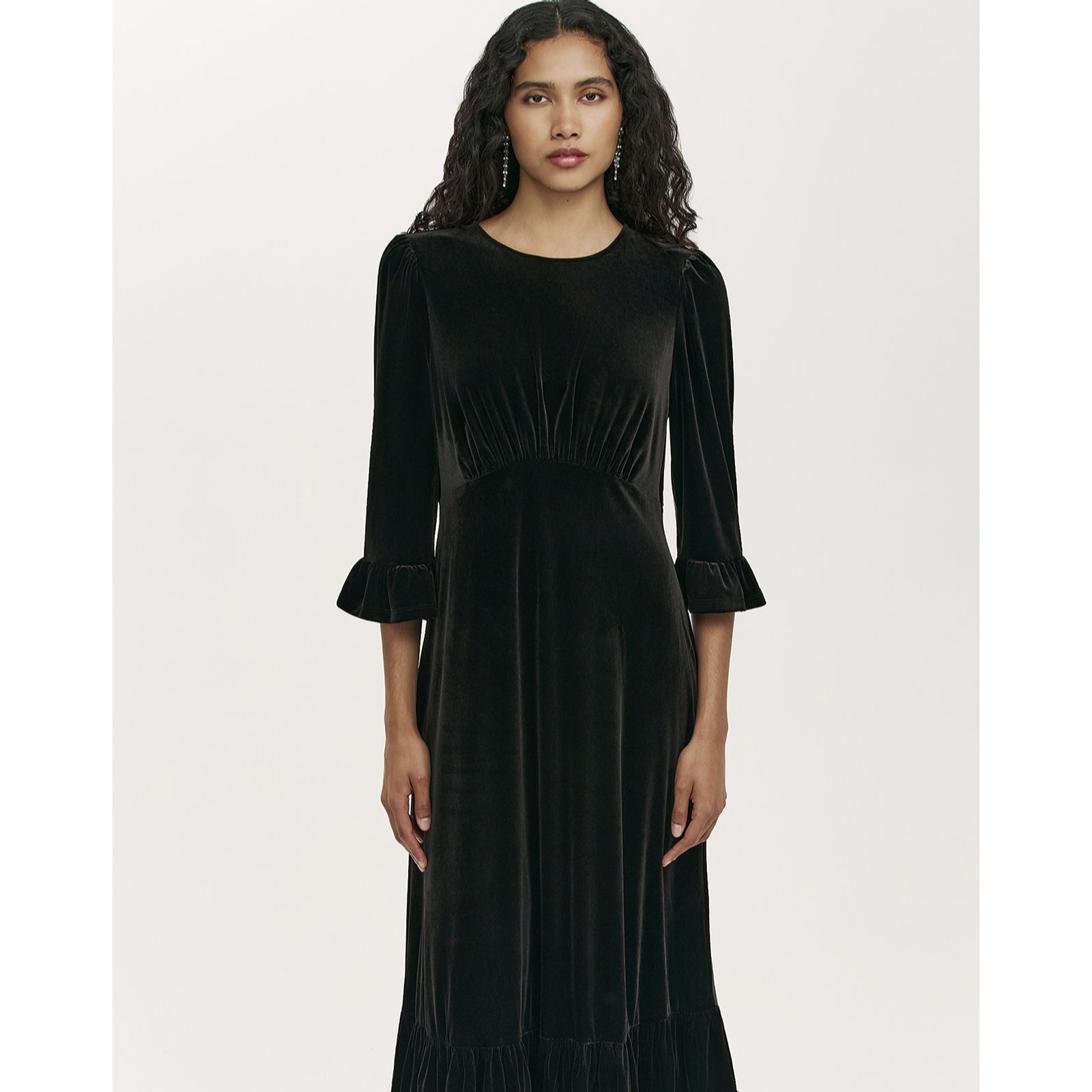 Finery London Scarlett Stretch Velvet Dress Standard