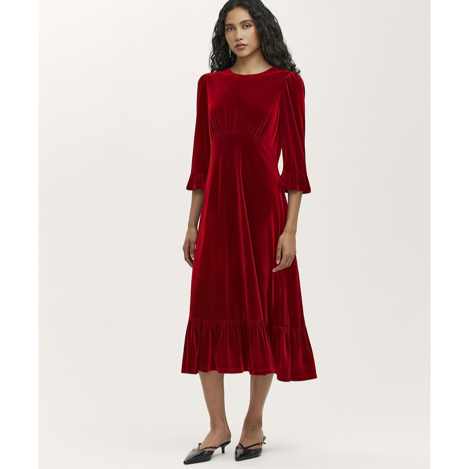 Finery London Scarlett Stretch Velvet Dress Standard