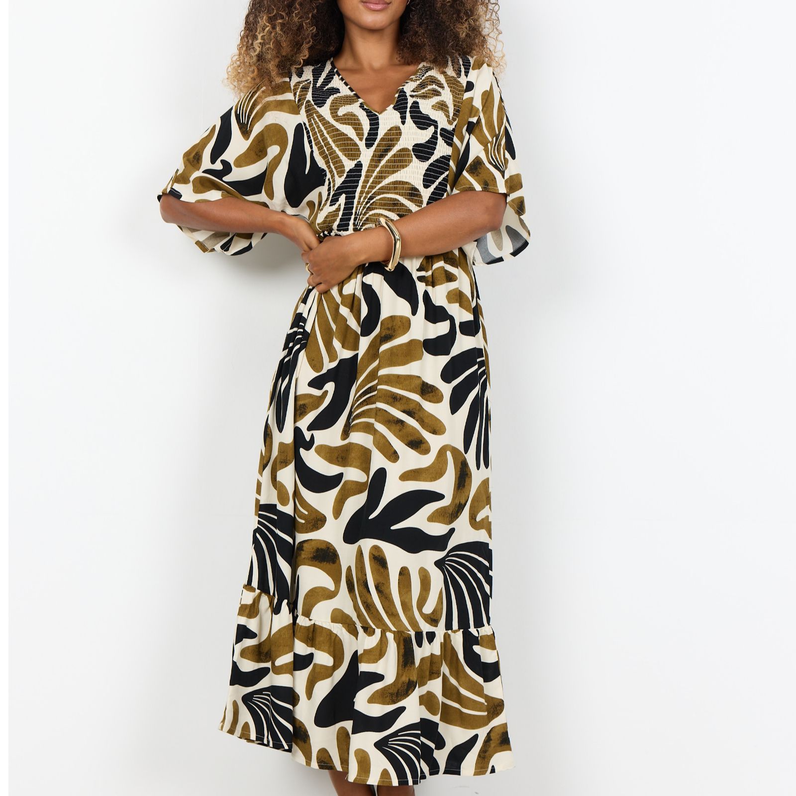 SOYACONCEPT Feldi Printed Shirring Detail Dress