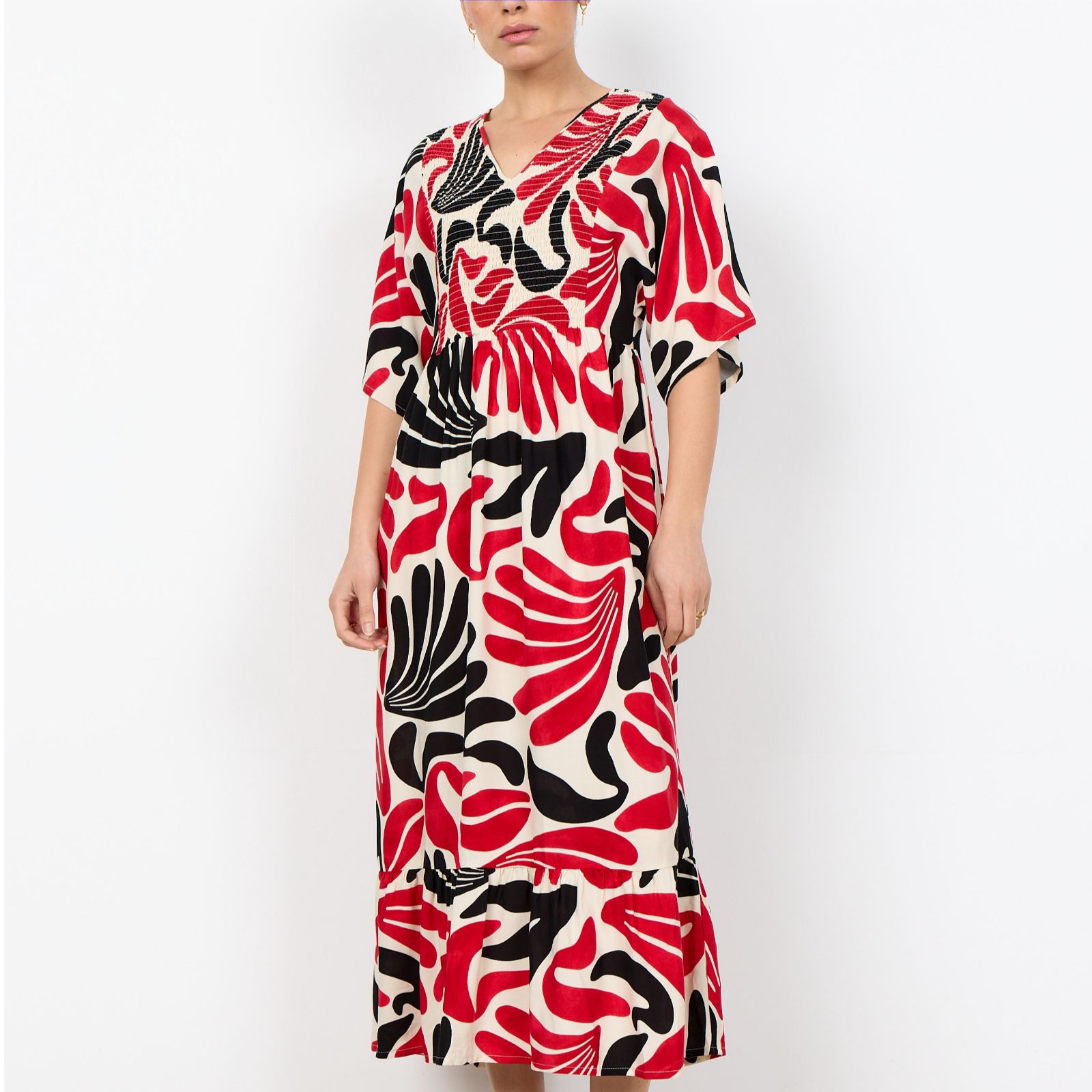 SOYACONCEPT Feldi Printed Shirring Detail Dress