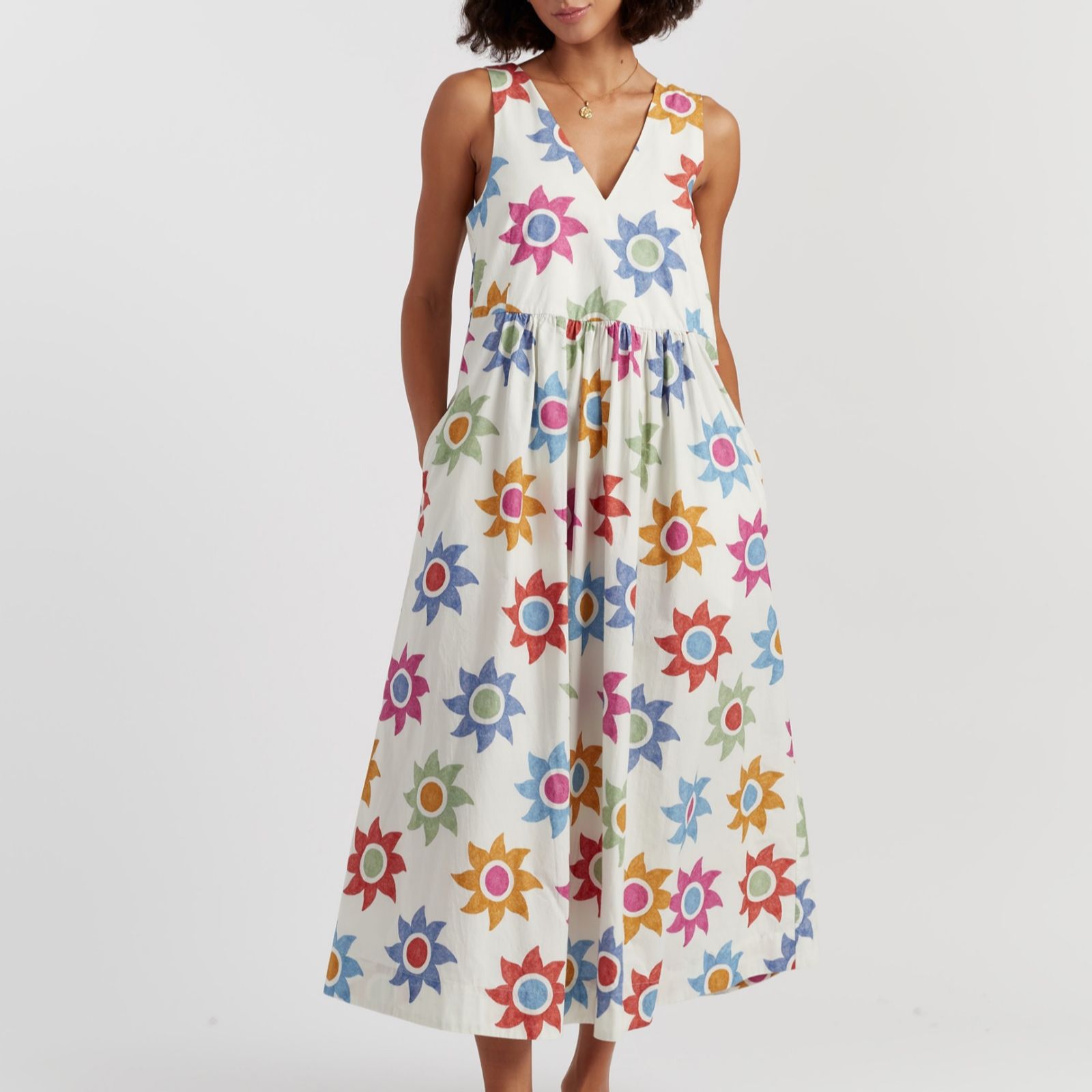 Chinti & Parker 100% Cotton Sol Rainbow Printed Summer Dress