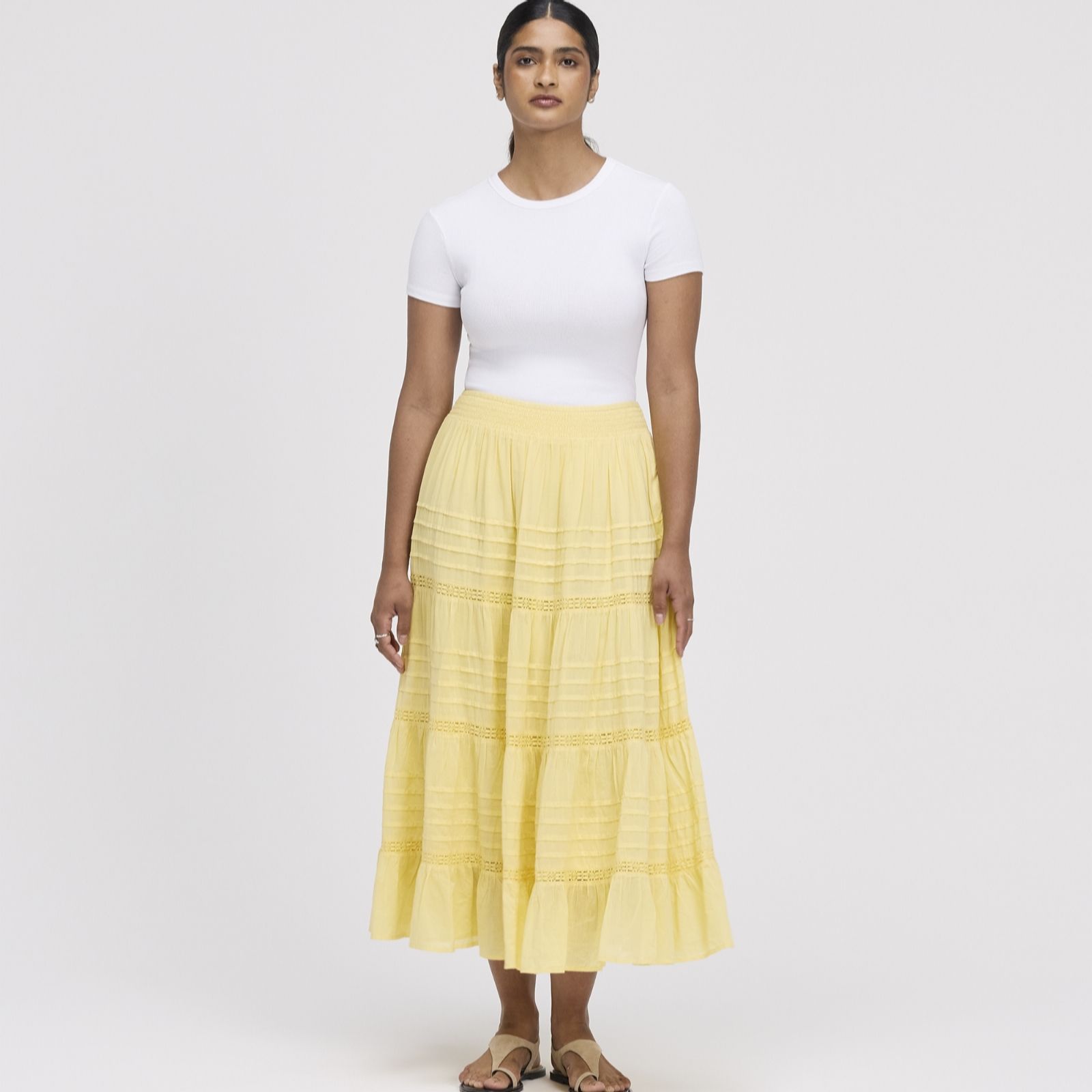 Finery London Imani 100% Cotton Voile Tiered Maxi Skirt