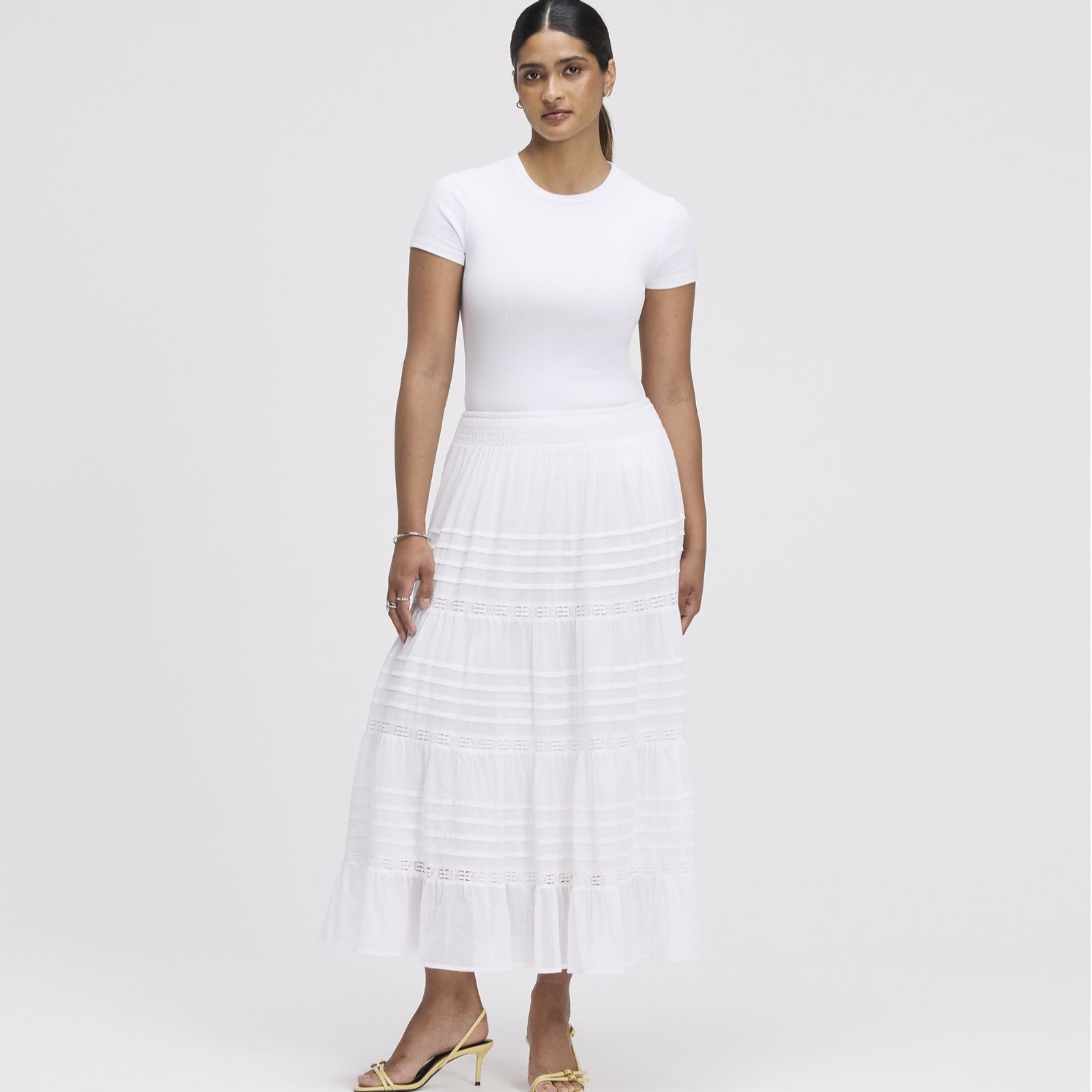 Finery London Imani 100% Cotton Voile Tiered Maxi Skirt