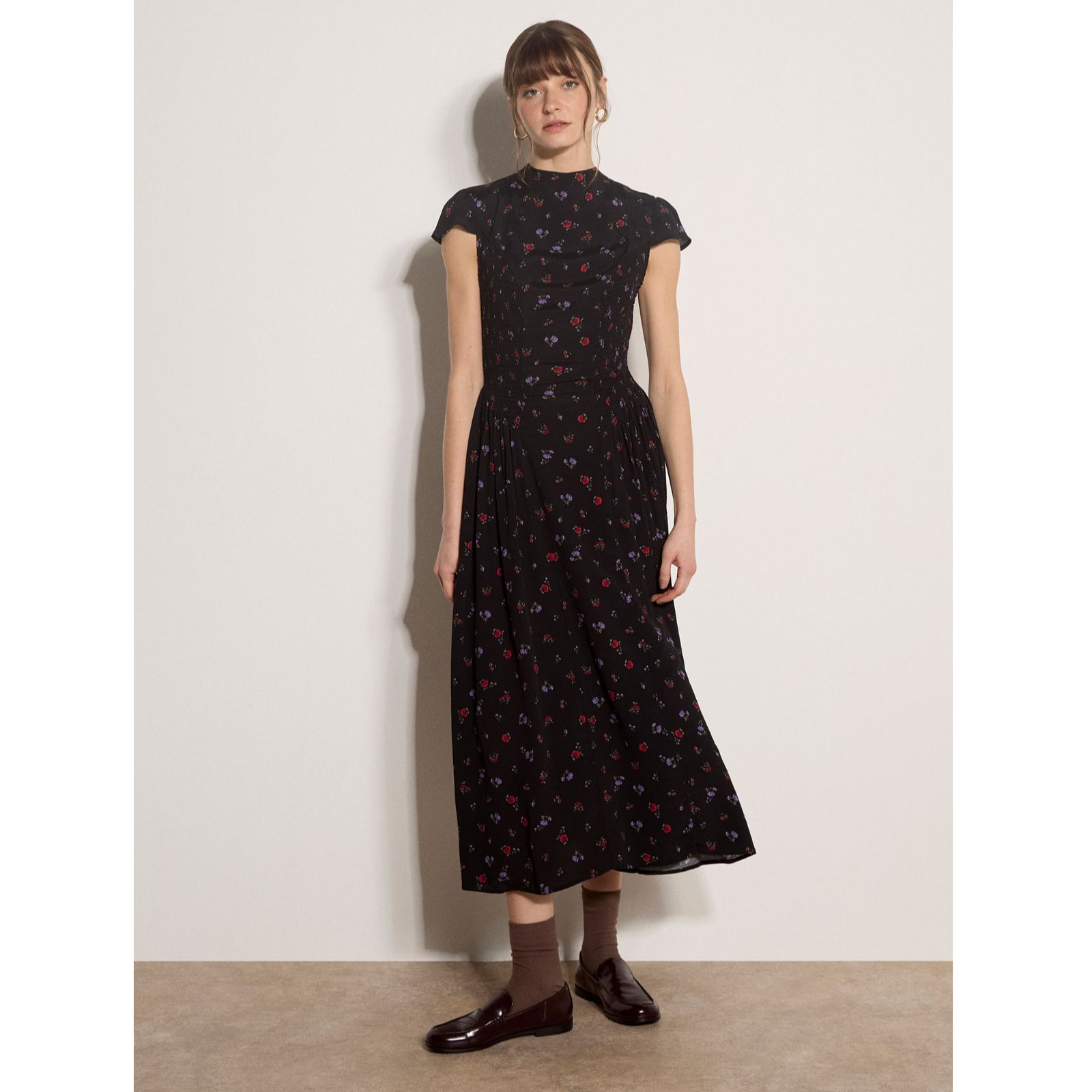 Apricot Ditsy Vintage Side Panel Dress