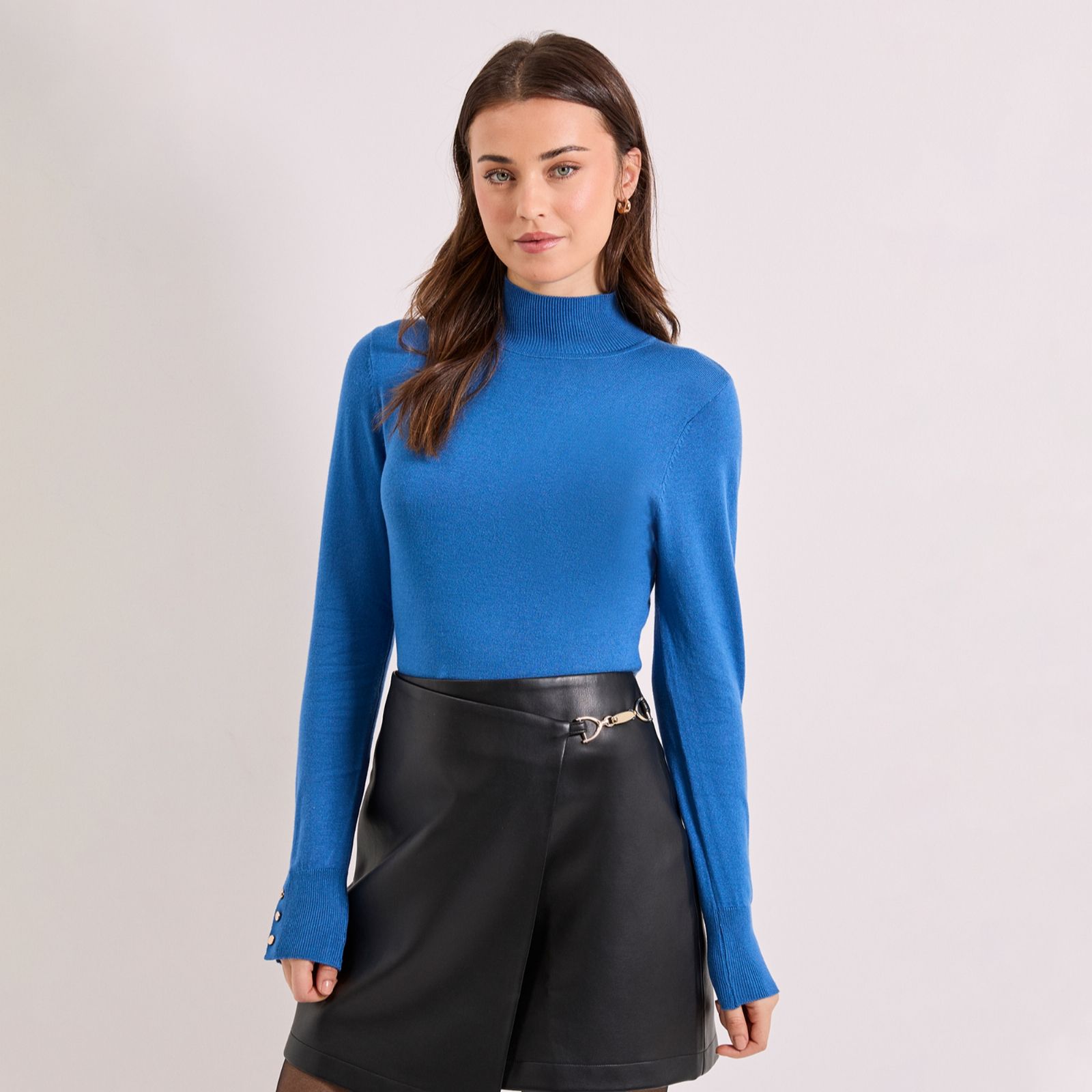 Dorothy Perkins Funnel Neck Button Cuff Longline Jumper