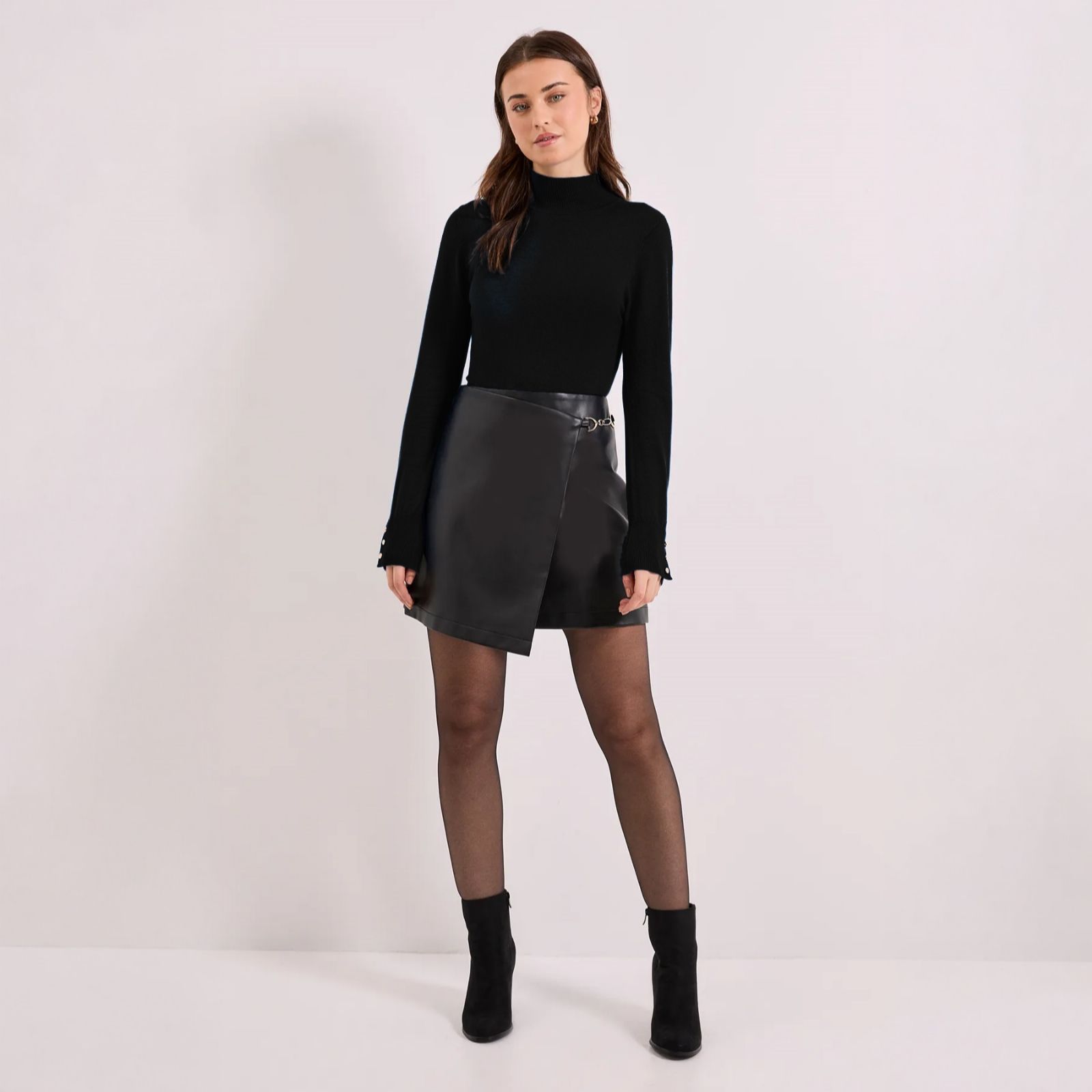Dorothy Perkins Funnel Neck Button Cuff Longline Jumper