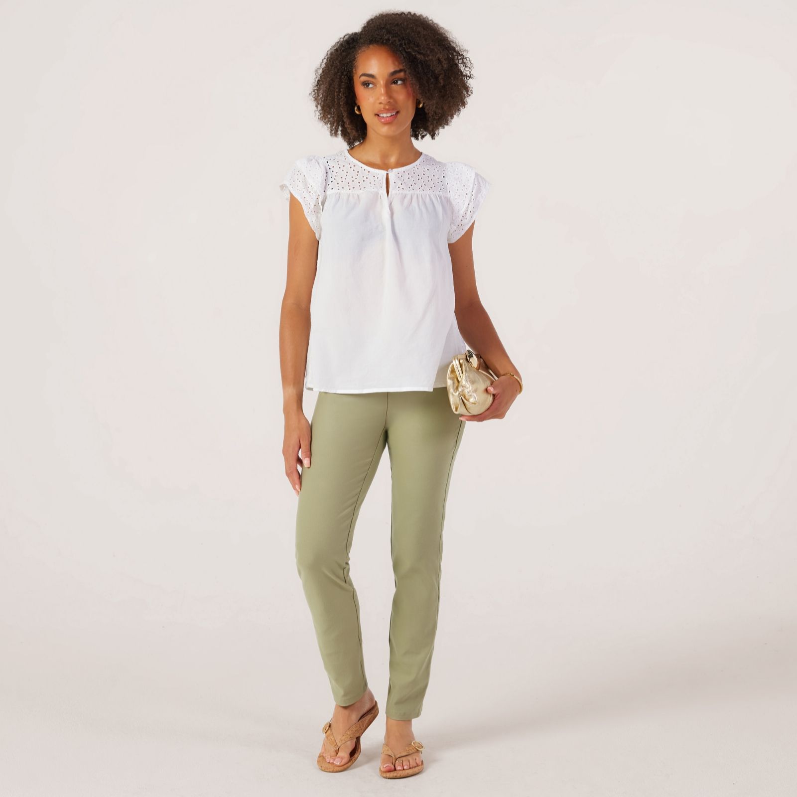 Kim & Co Deluxe Denim  Wide Waistband Narrow Leg Petite Trousers