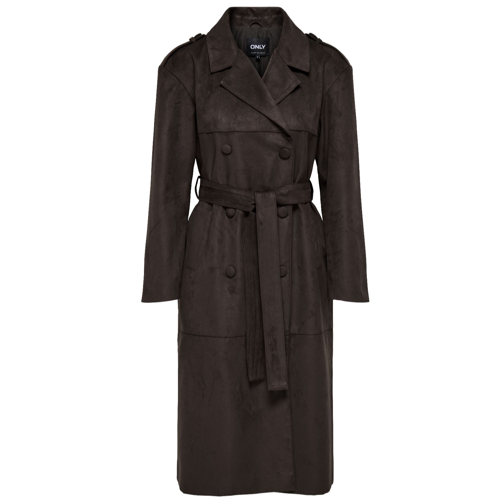 Only Bine Faux Suede Double-Breasted Trench Coat