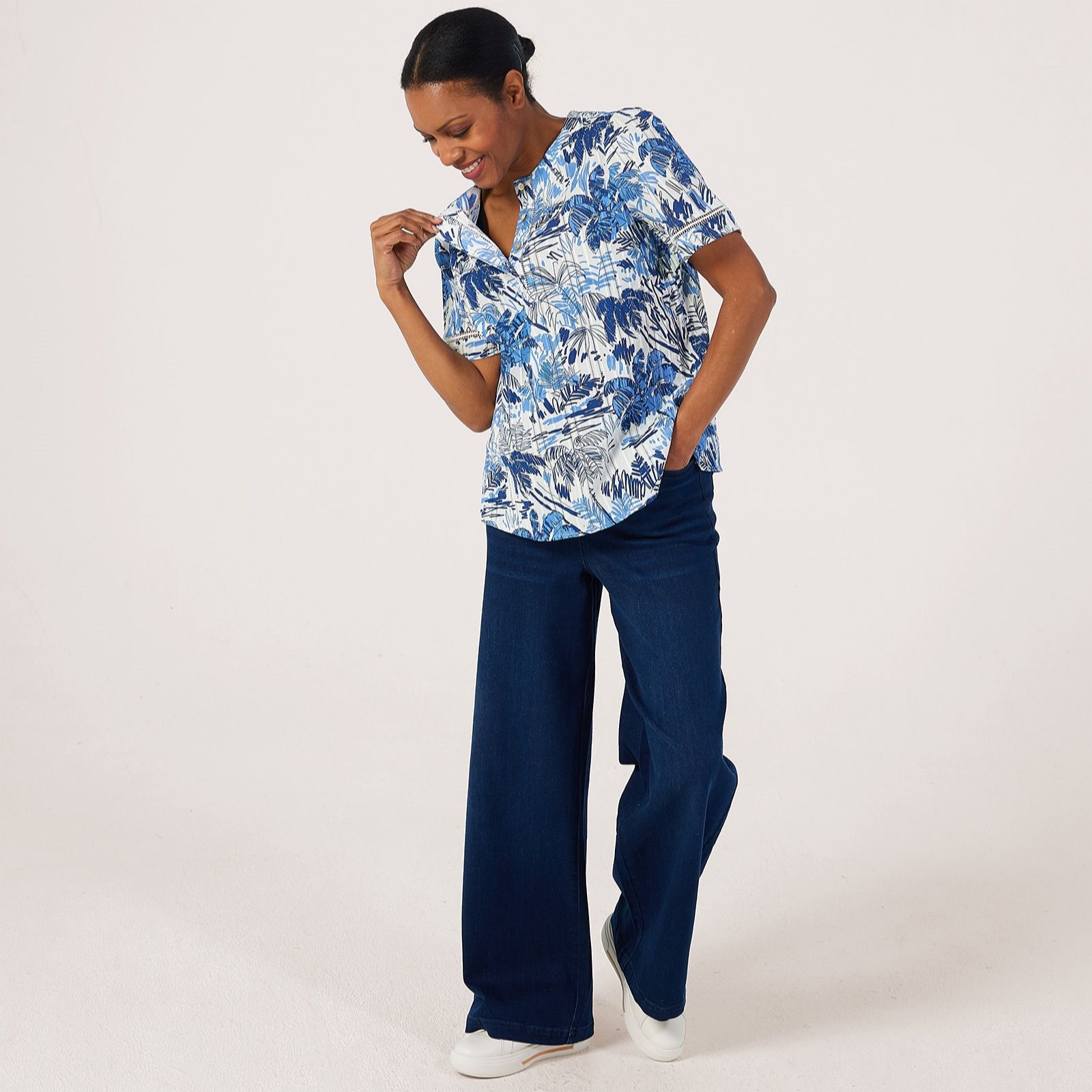 Ben de Lisi Printed Placket Detail Blouse