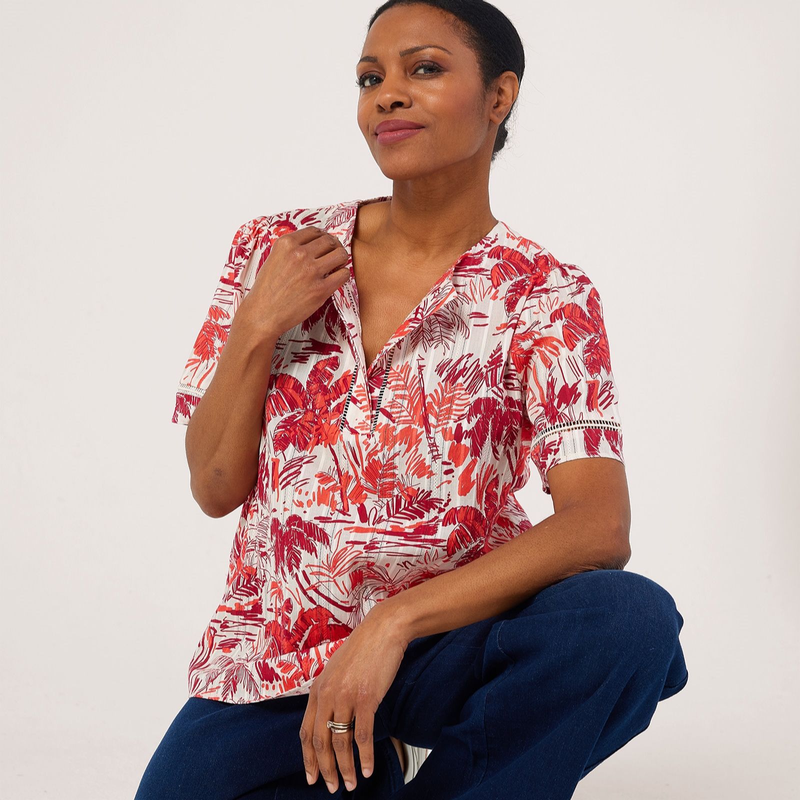 Ben de Lisi Printed Placket Detail Blouse