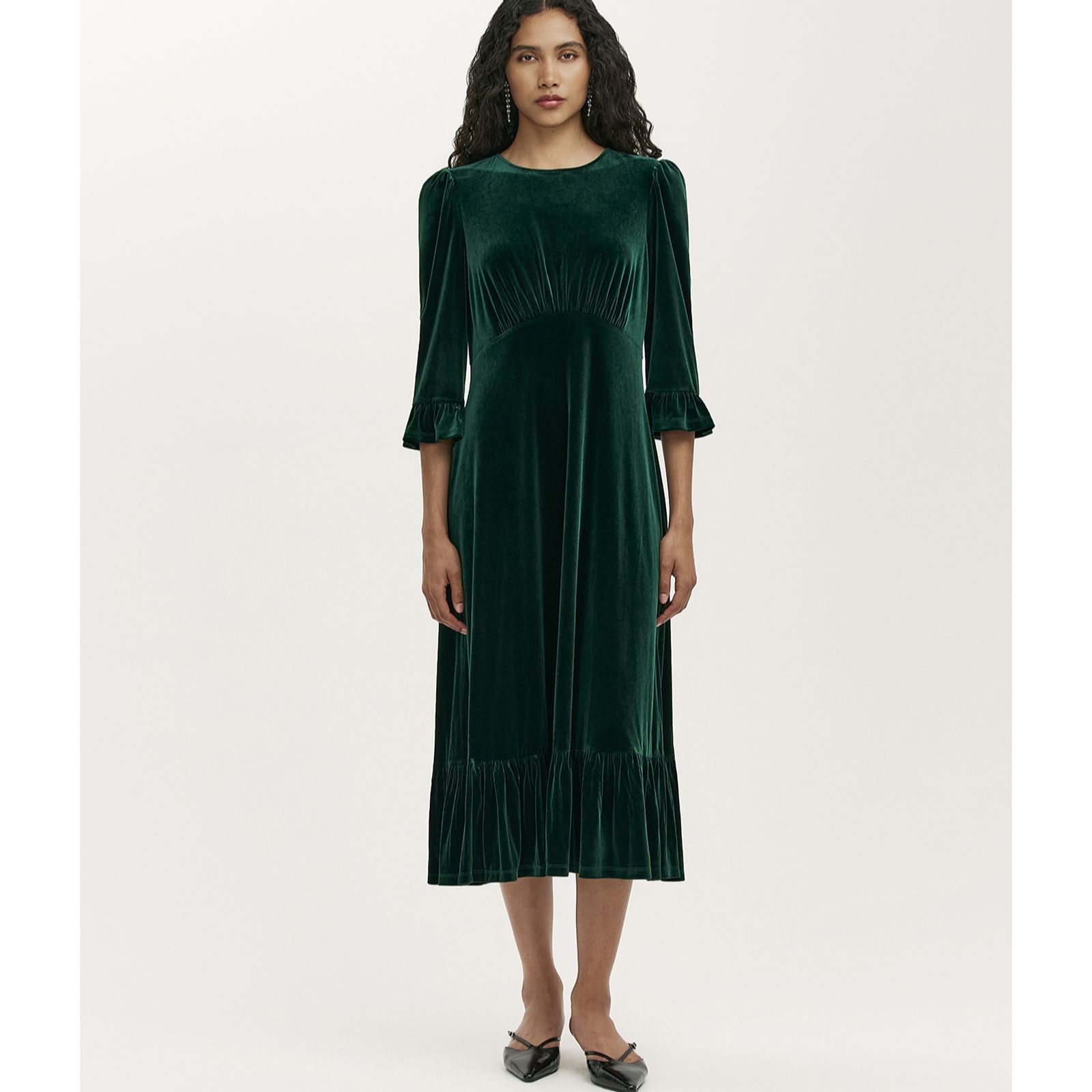 Finery London Scarlett Stretch Velvet Dress Petite