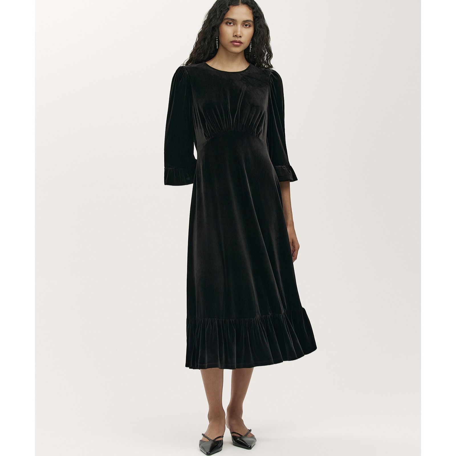 Finery London Scarlett Stretch Velvet Dress Petite