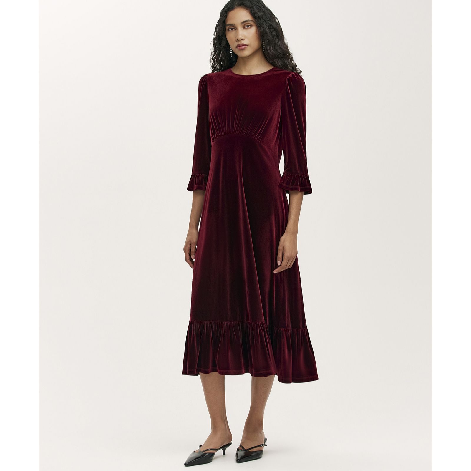 Finery London Scarlett Stretch Velvet Dress Petite