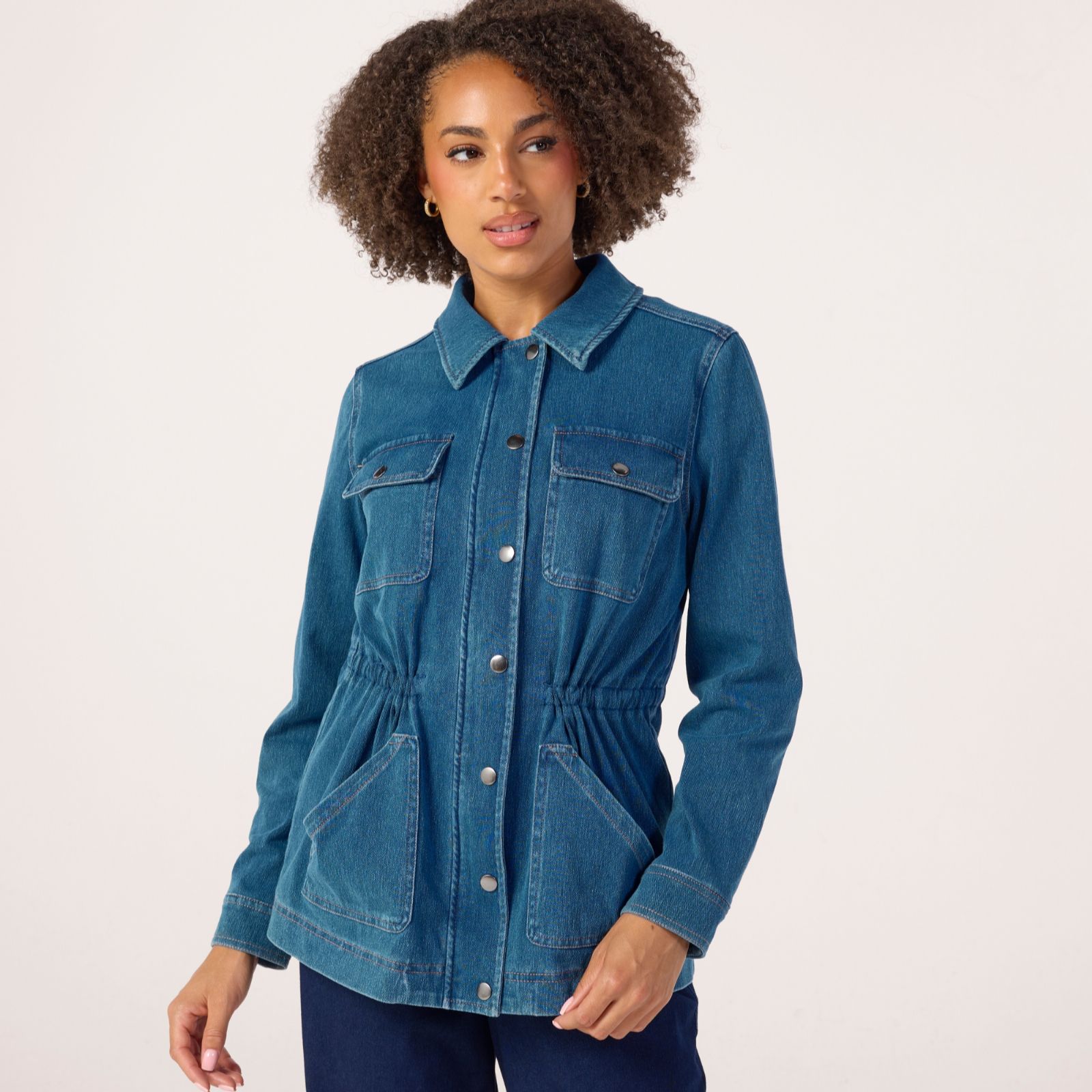 Denim & Co Comfy Knit Denim Utility Jacket