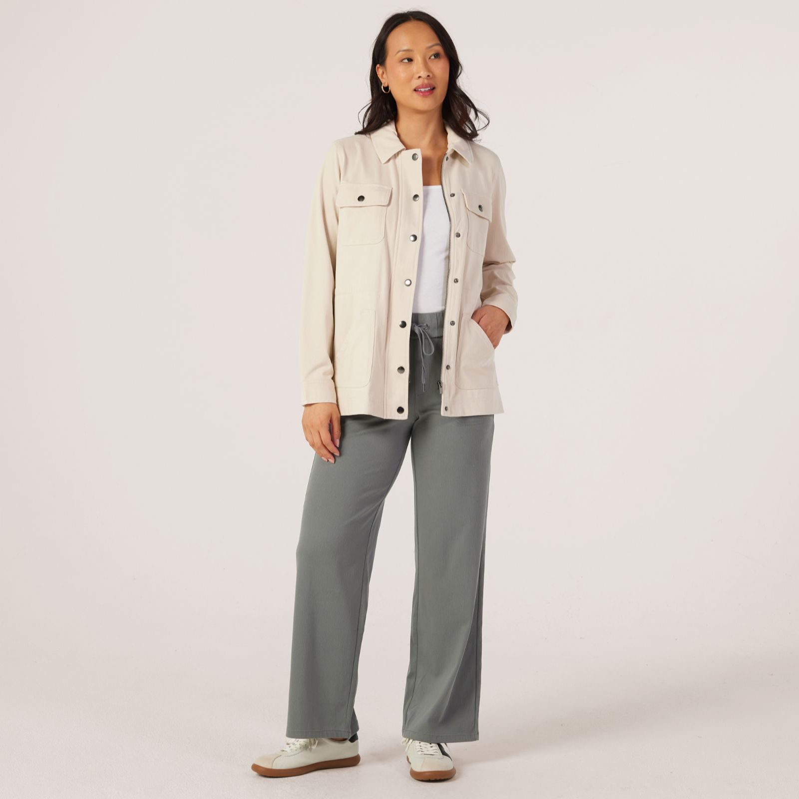 Denim & Co Comfy Knit Denim Utility Jacket