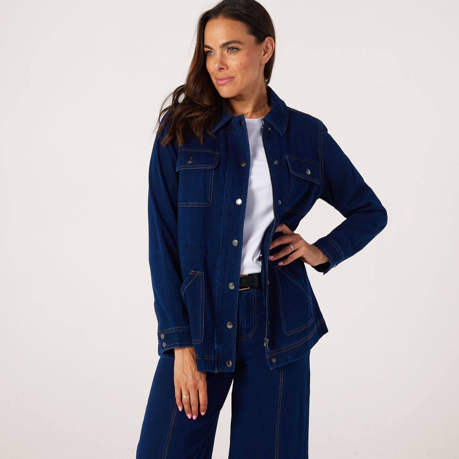 Denim & Co Comfy Knit Denim Utility Jacket