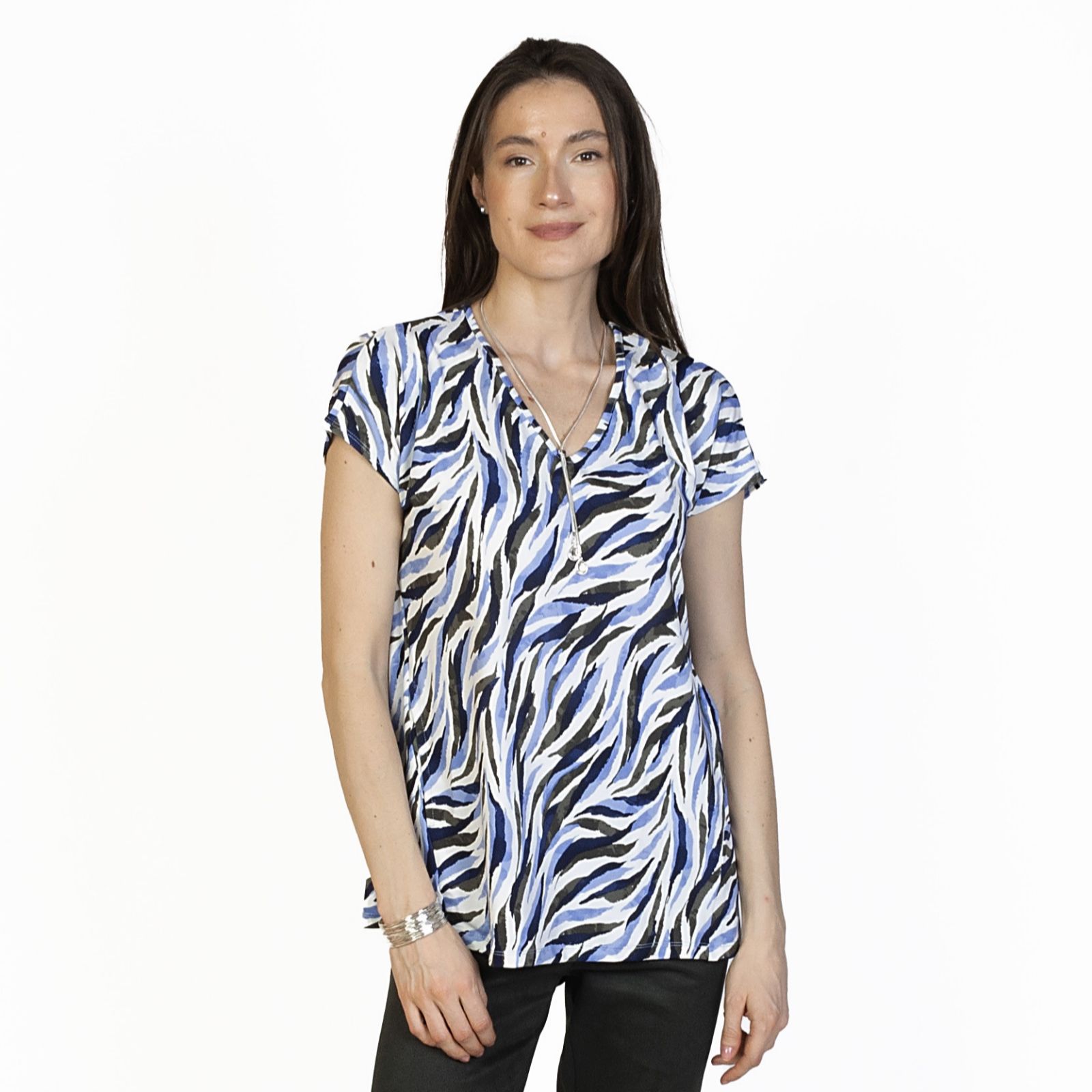 Kim & Co Printed Brazil Jesrey Tunic with Pockets