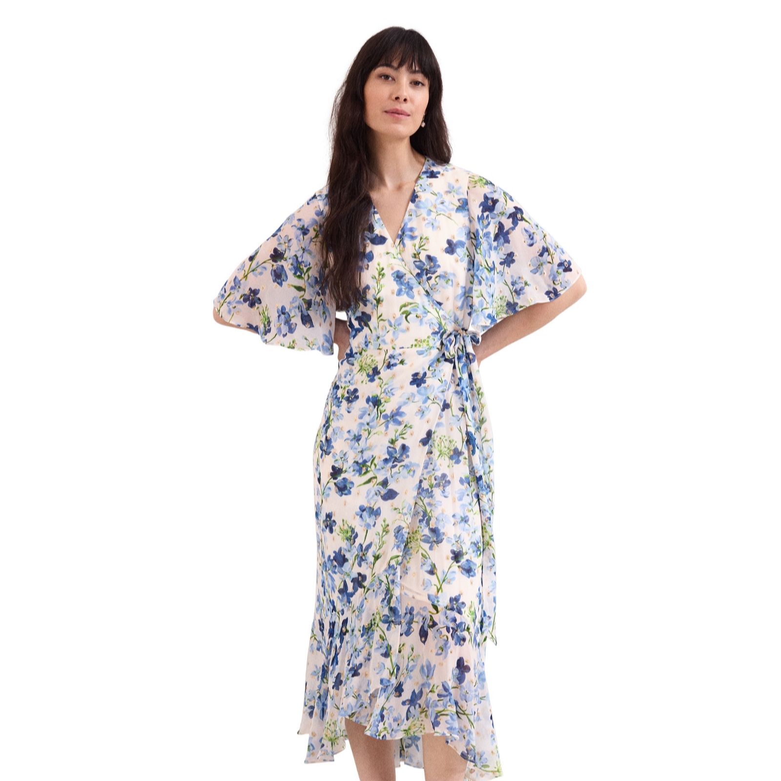 Phase Eight Juliette Fil Coupe Blue Floral Dress Petite